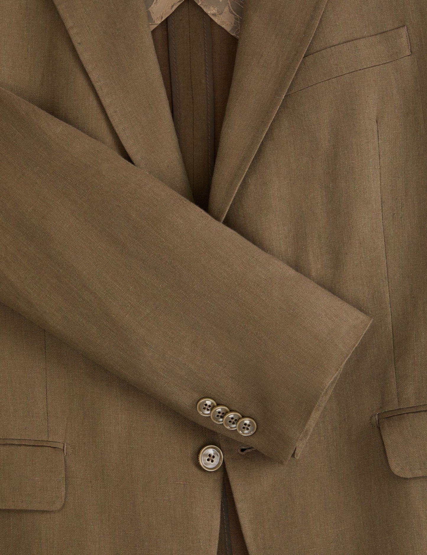 Ted Baker WINFRED - Single Breasted Two Button Notch Flat Front Linen Suit Jacket OLIVE