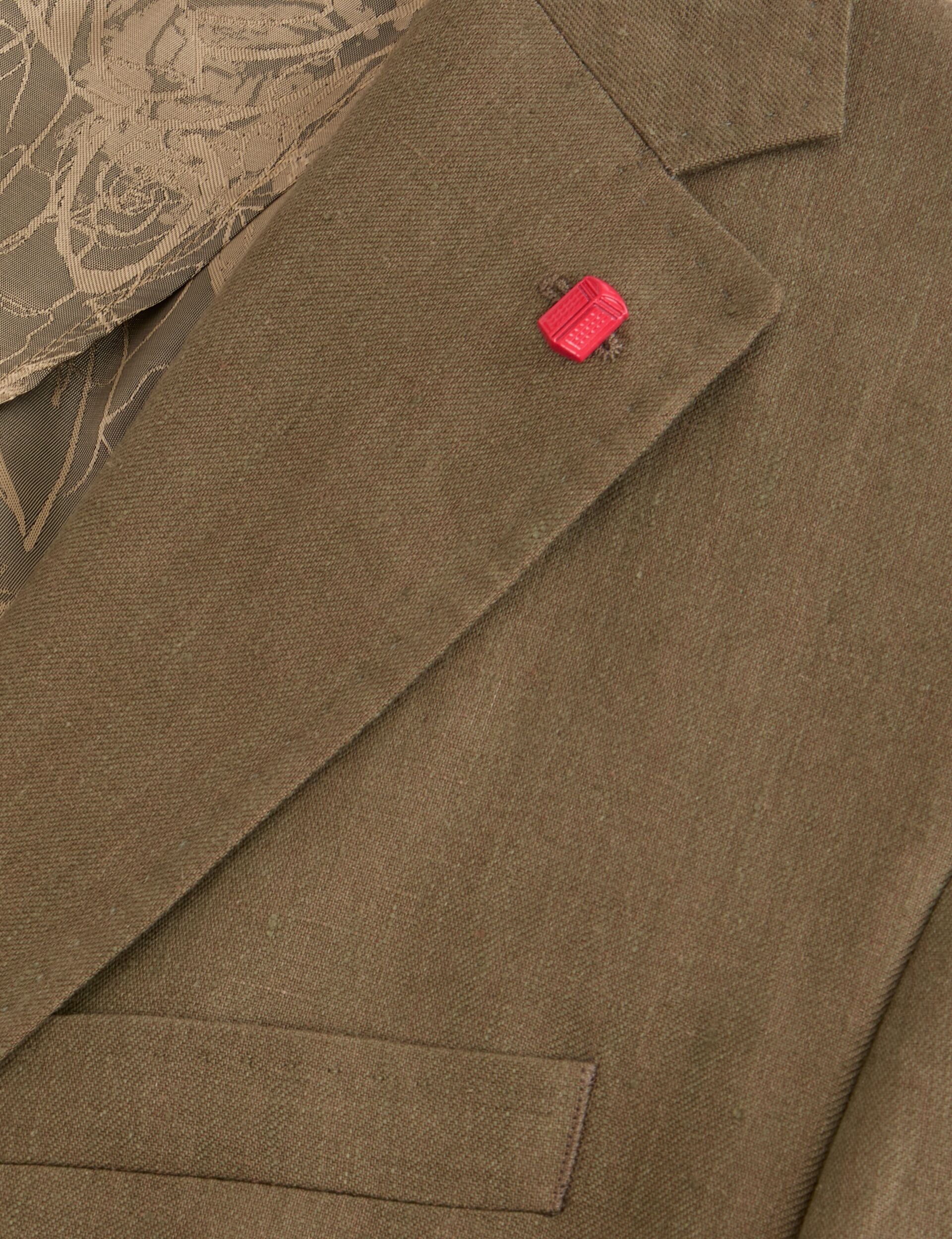 Ted Baker WINFRED - Single Breasted Two Button Notch Flat Front Linen Suit Jacket OLIVE