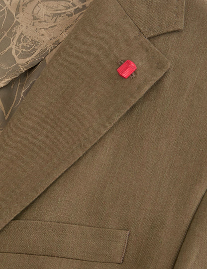 Ted Baker WINFRED - Single Breasted Two Button Notch Flat Front Linen Suit Jacket OLIVE