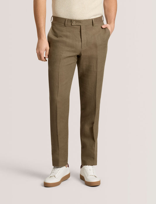Ted Baker WINTER - Flat Front Linen Suit Pant OLIVE