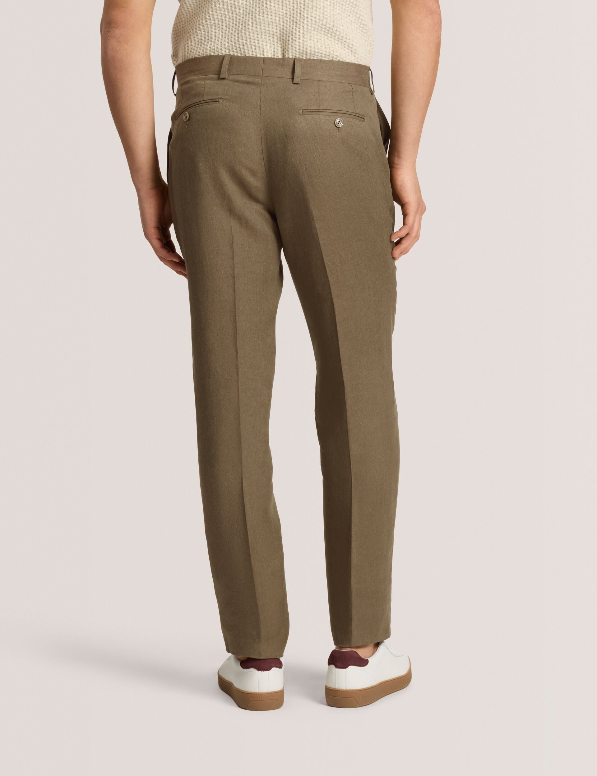 Ted Baker WINTER - Flat Front Linen Suit Pant OLIVE