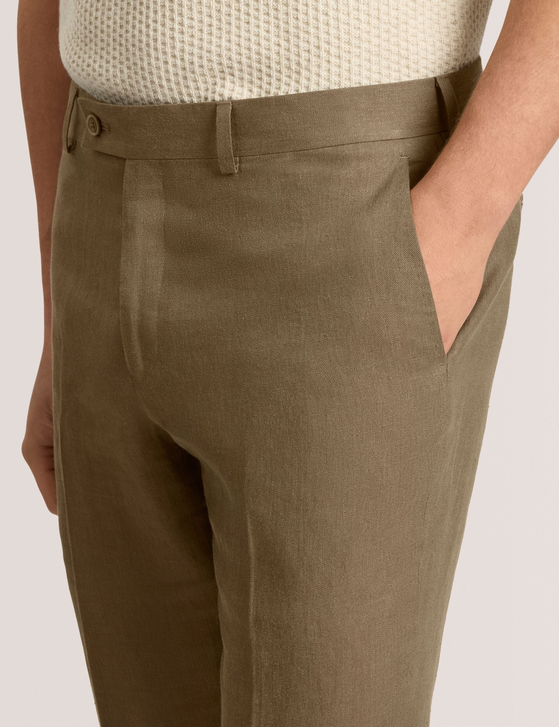 Ted Baker WINTER - Flat Front Linen Suit Pant OLIVE