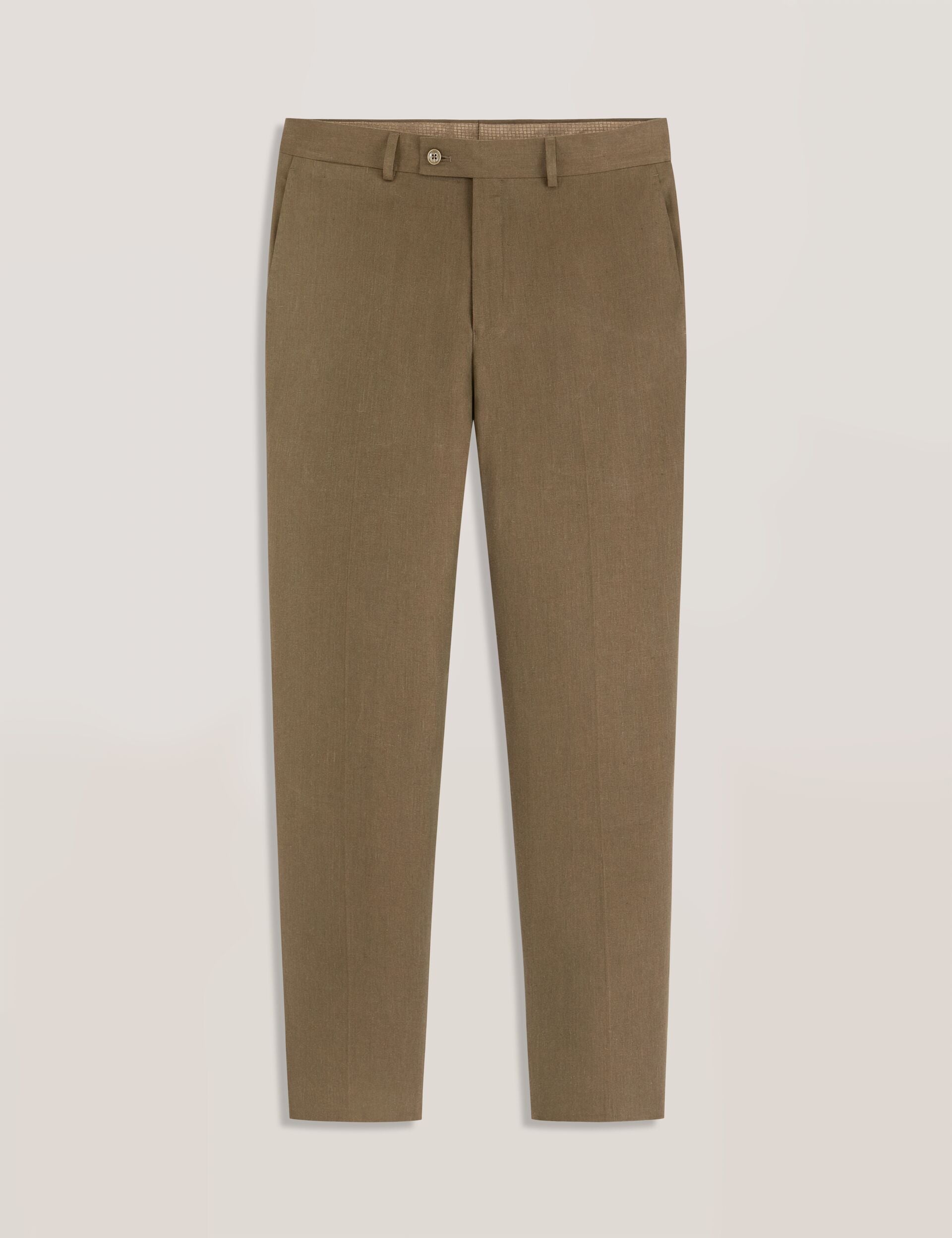 Ted Baker WINTER - Flat Front Linen Suit Pant OLIVE