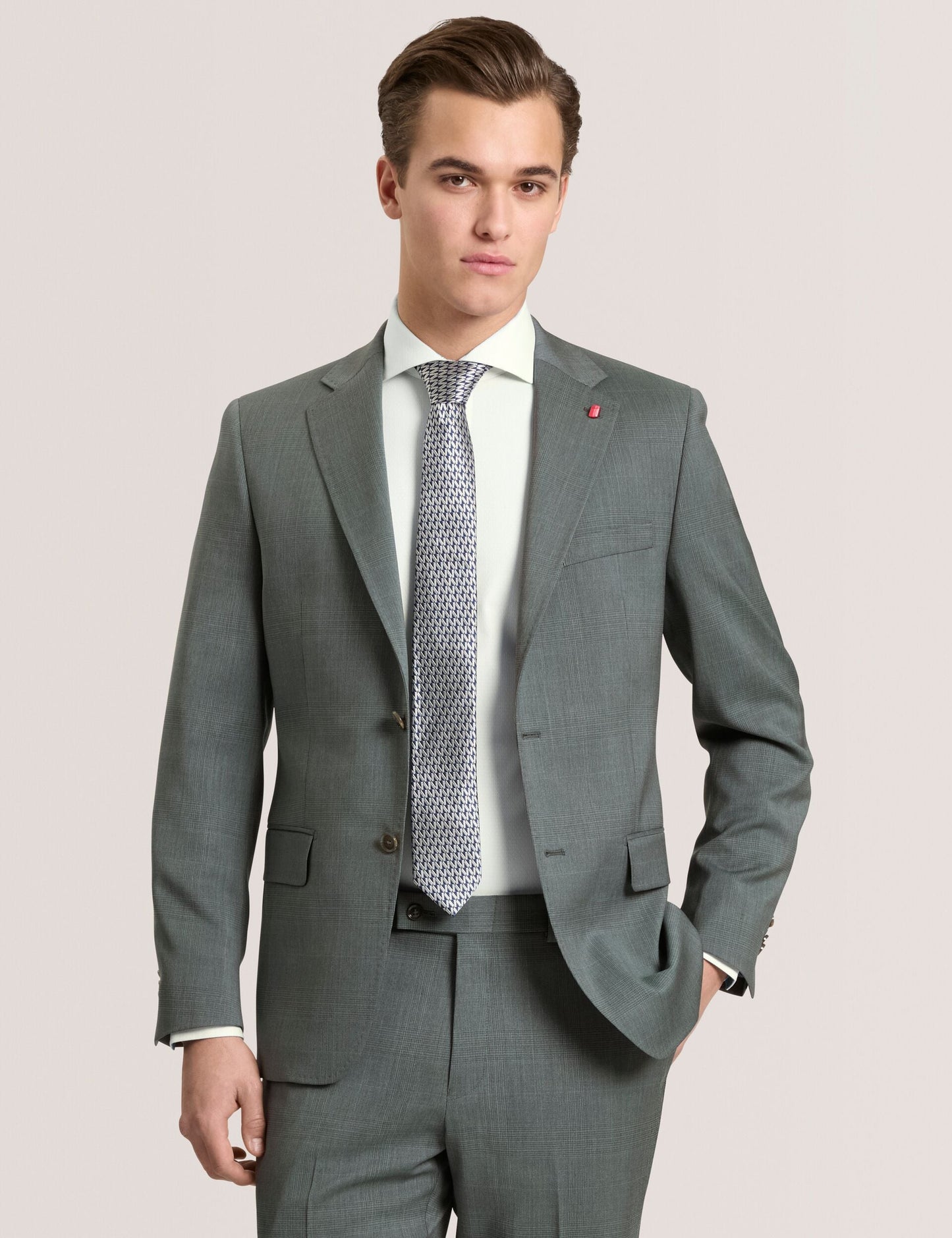 Ted Baker WRIGHT - Single Breasted Two Button Notch Flat Front Plaid Jacket GREEN