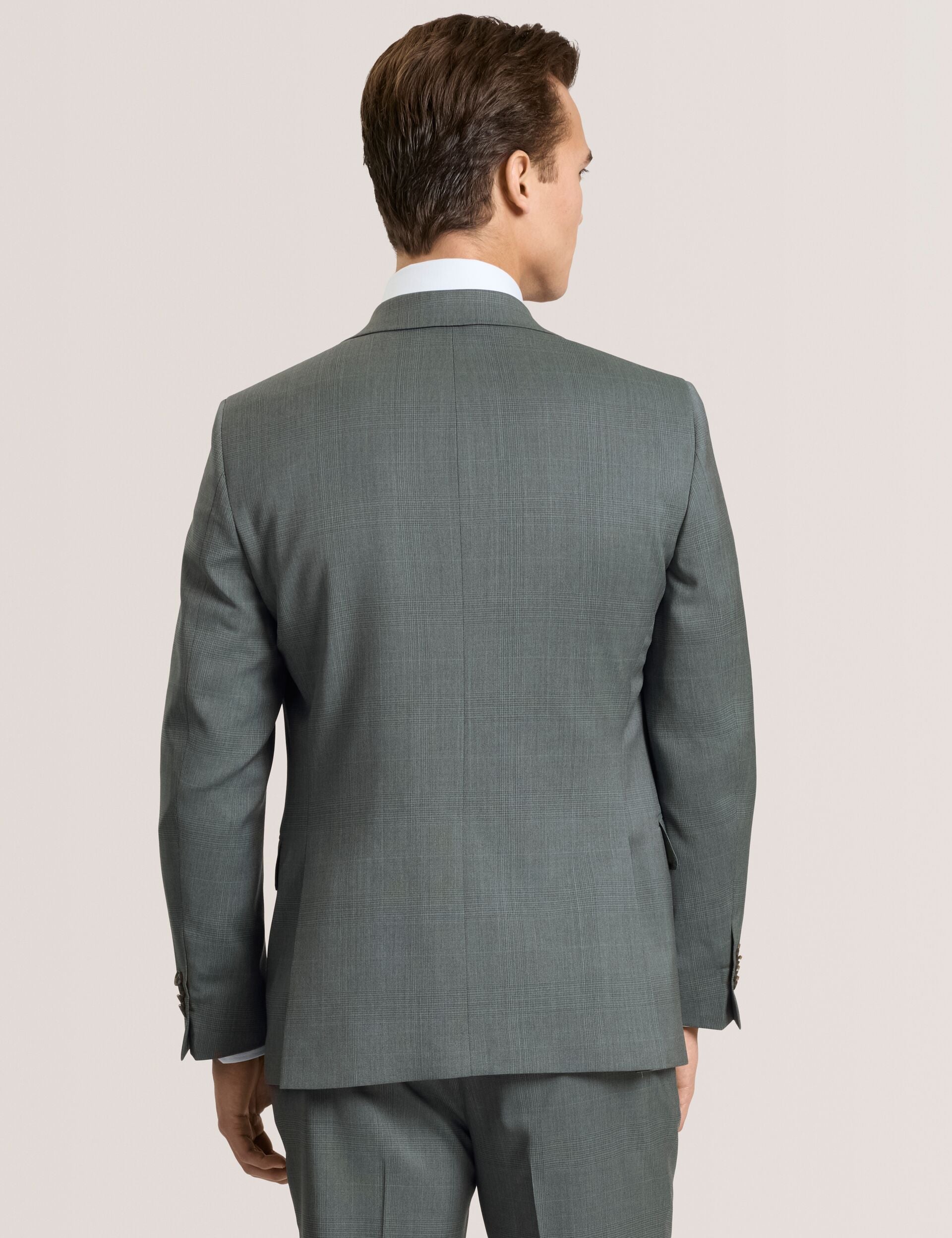 Ted Baker WRIGHT - Single Breasted Two Button Notch Flat Front Plaid Jacket GREEN