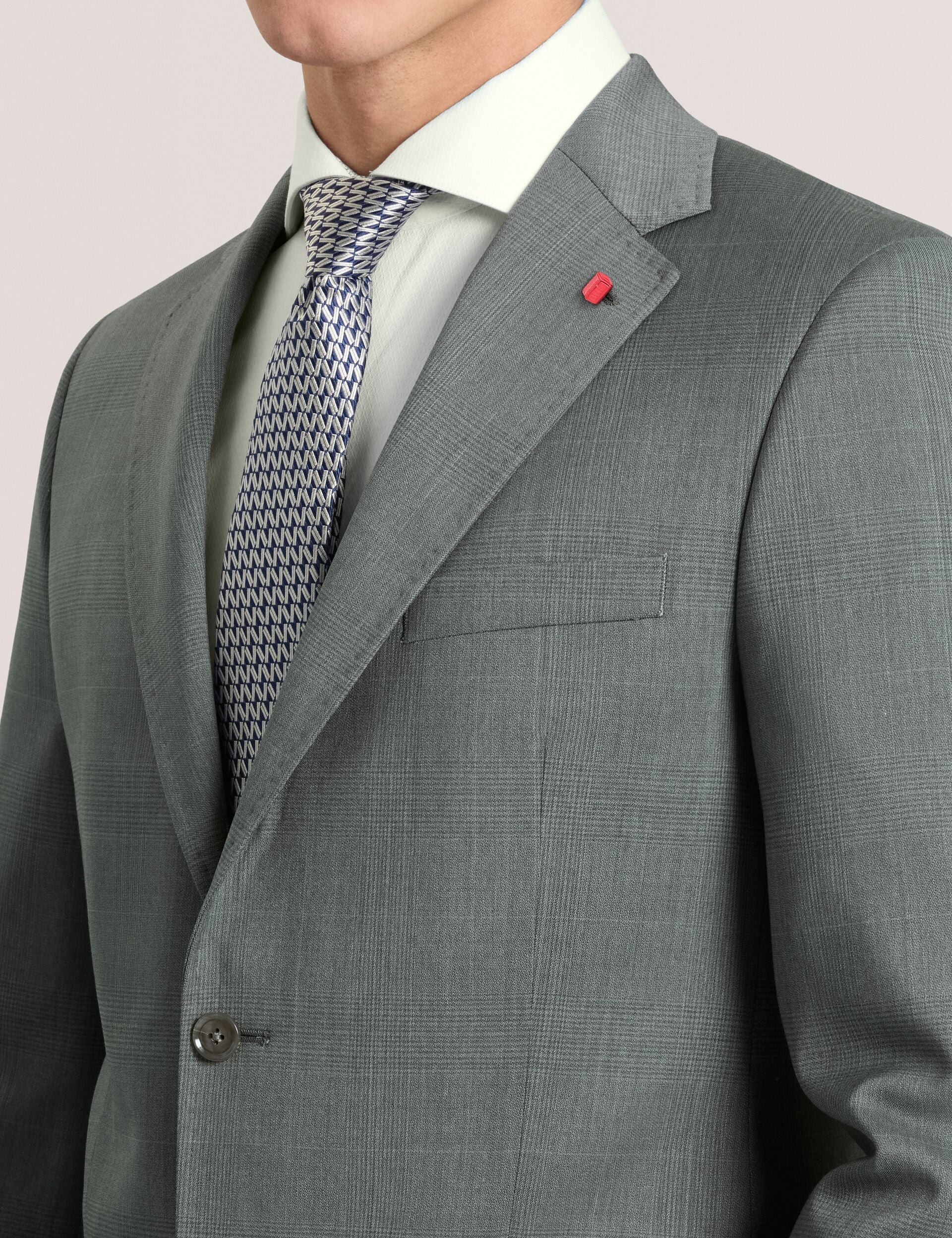 Ted Baker WRIGHT - Single Breasted Two Button Notch Flat Front Plaid Jacket GREEN