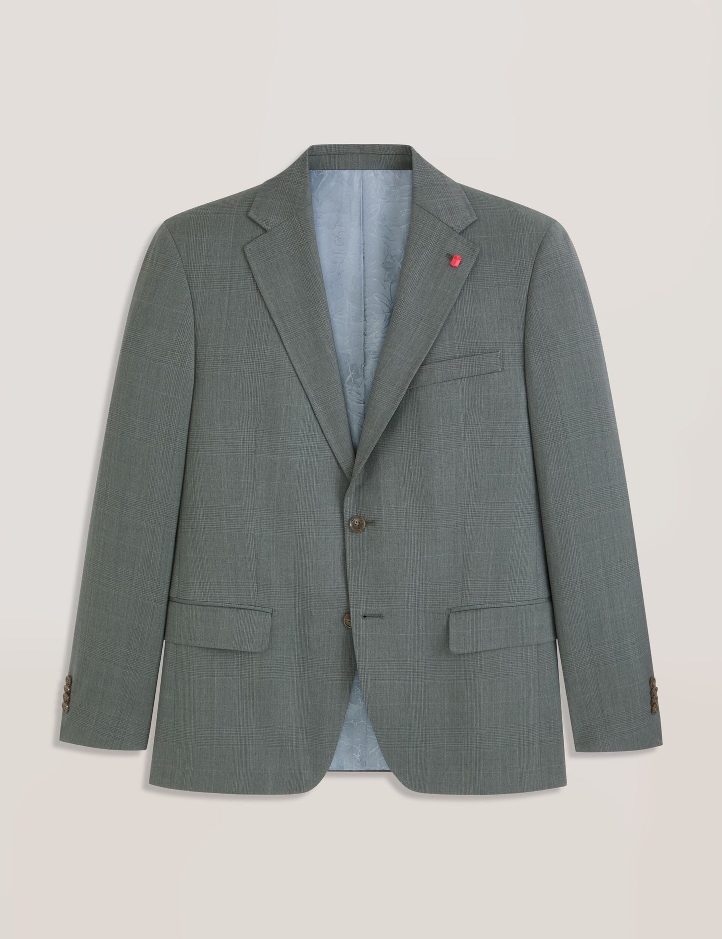 Ted Baker WRIGHT - Single Breasted Two Button Notch Flat Front Plaid Jacket GREEN