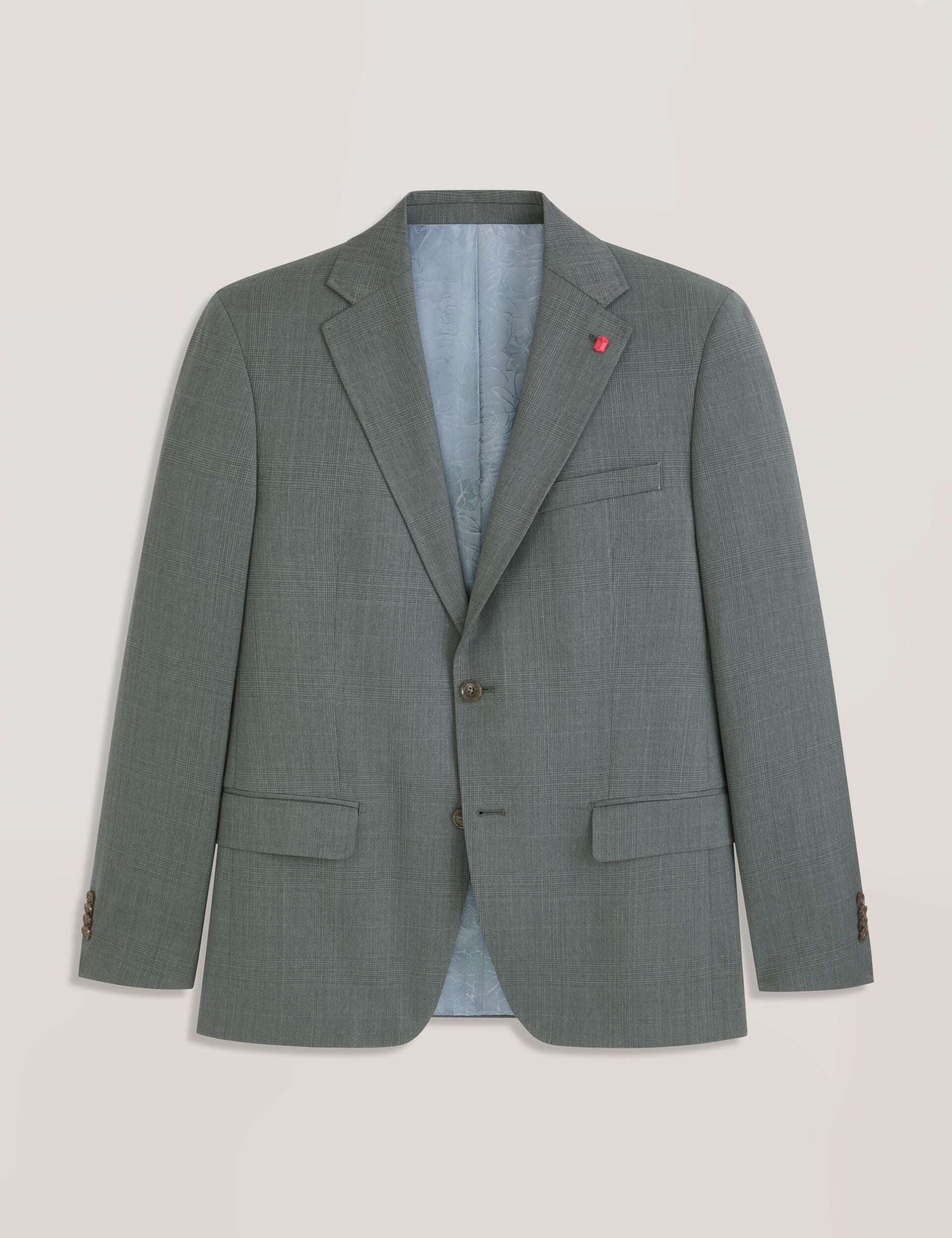 Ted Baker WRIGHT - Single Breasted Two Button Notch Flat Front Plaid Jacket GREEN