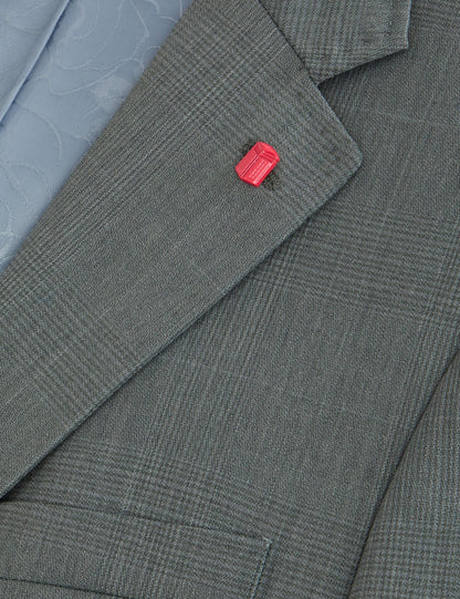Ted Baker WRIGHT - Single Breasted Two Button Notch Flat Front Plaid Jacket GREEN