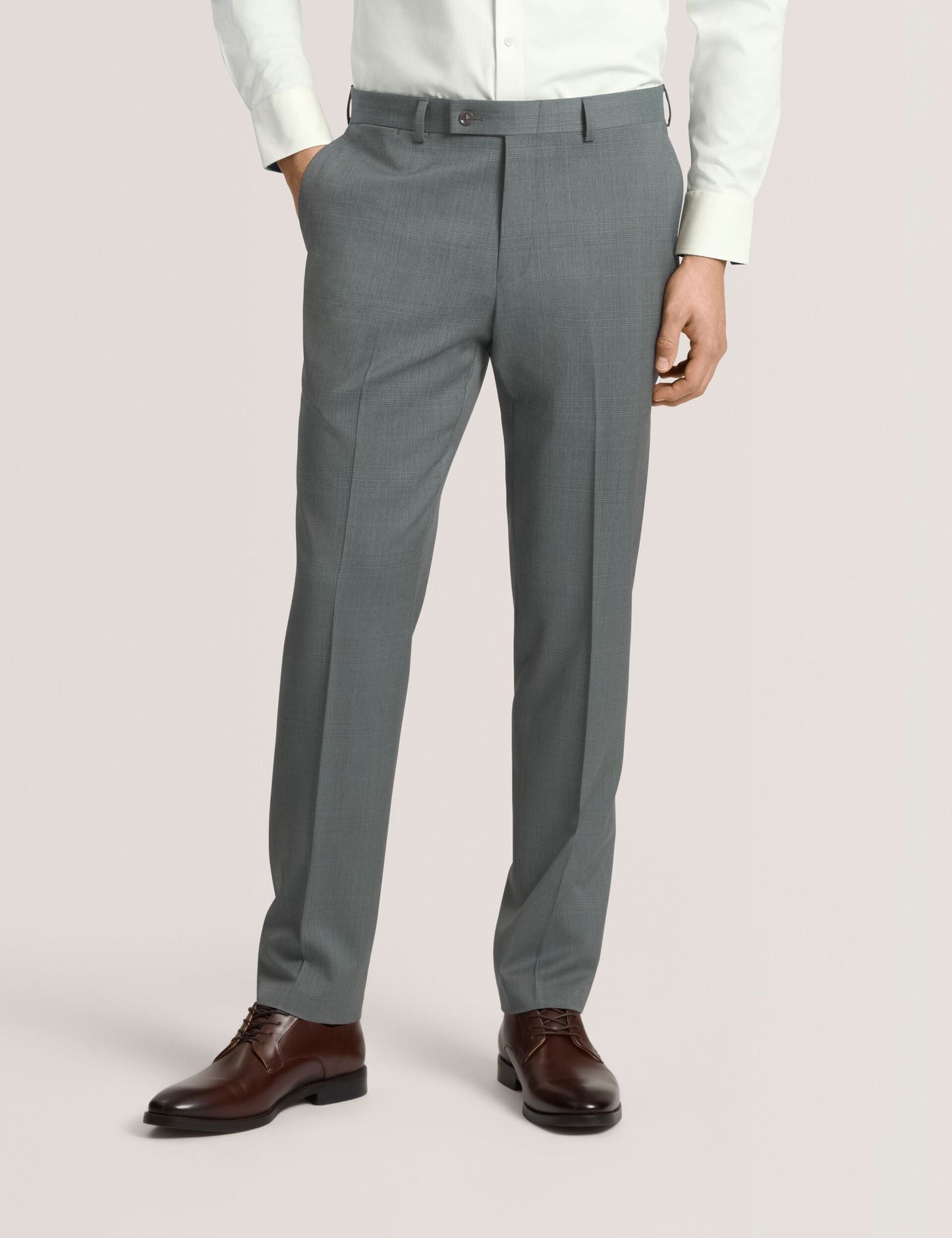 Ted Baker WINTER - Flat Front Plaid Suit Pant GREEN