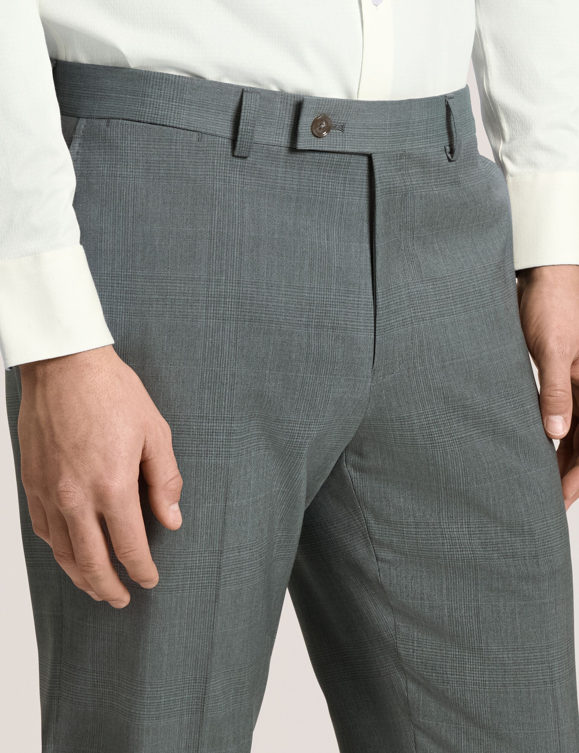 Ted Baker WINTER - Flat Front Plaid Suit Pant GREEN