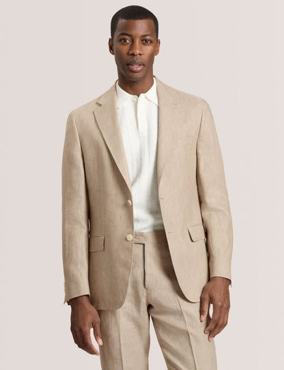 Ted Baker WINFRED - Single Breasted Two Button Notch Flat Front Linen Suit Jacket TAUPE