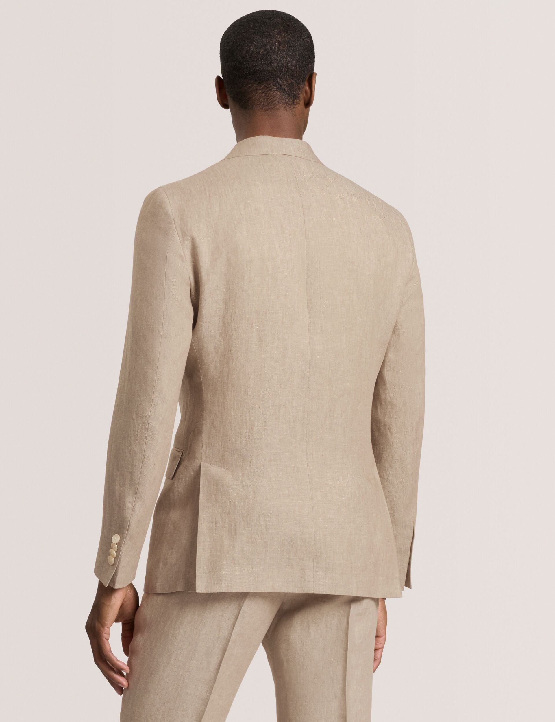 Ted Baker WINFRED - Single Breasted Two Button Notch Flat Front Linen Suit Jacket TAUPE
