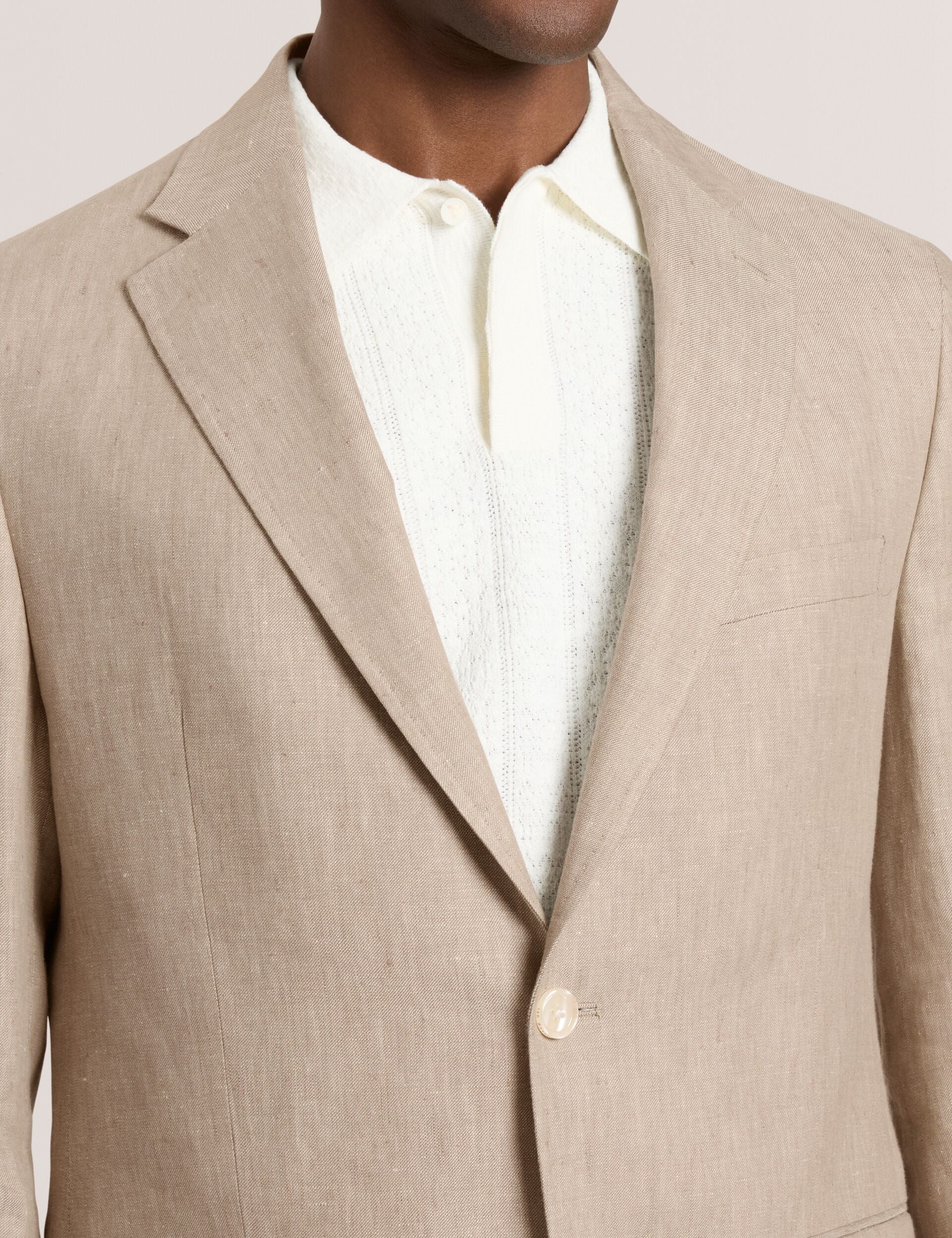 Ted Baker WINFRED - Single Breasted Two Button Notch Flat Front Linen Suit Jacket TAUPE