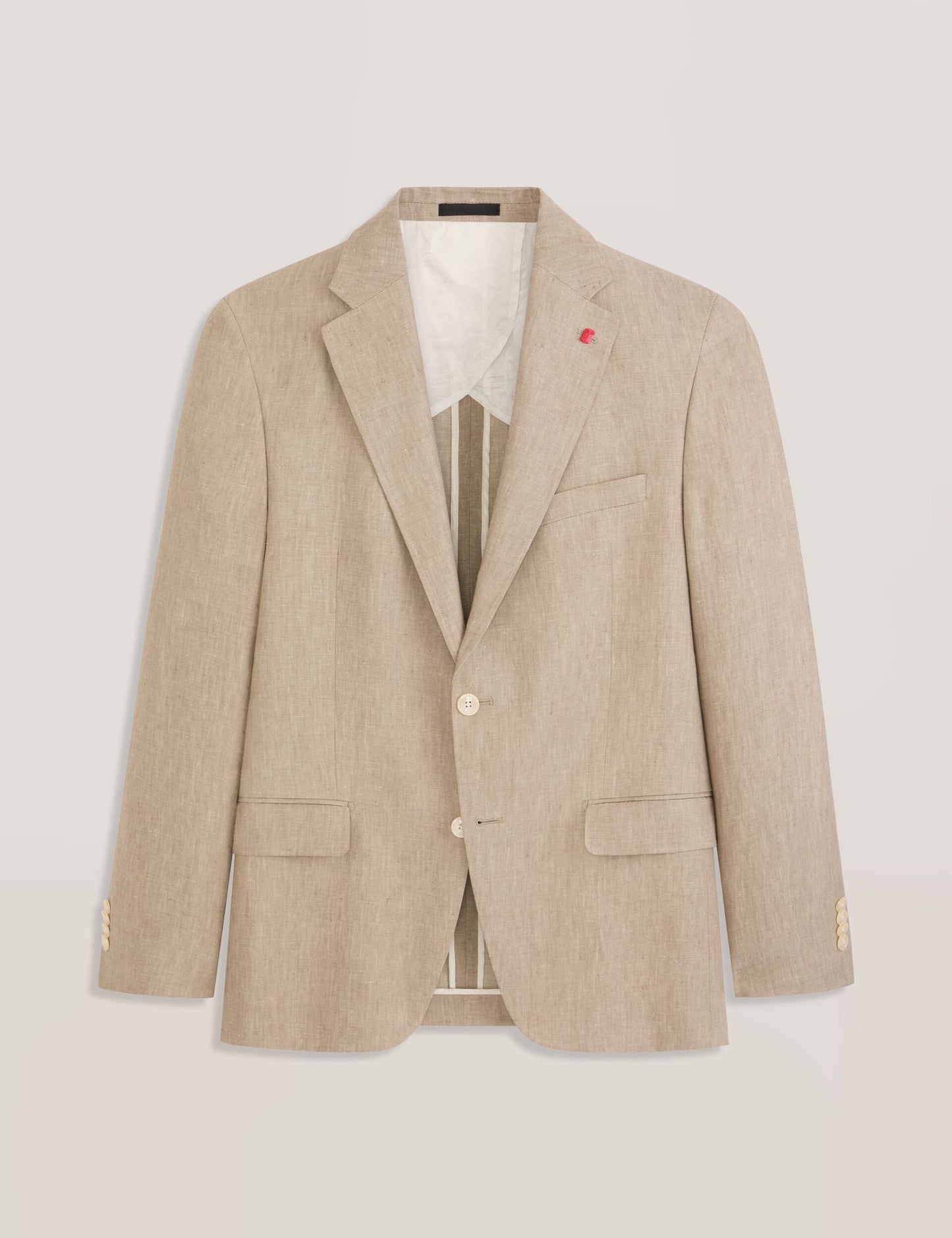 Ted Baker WINFRED - Single Breasted Two Button Notch Flat Front Linen Suit Jacket TAUPE