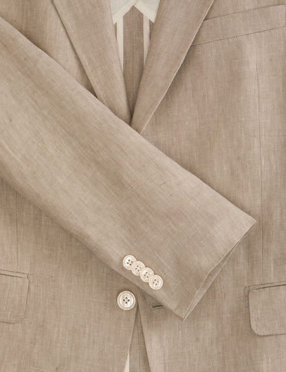 Ted Baker WINFRED - Single Breasted Two Button Notch Flat Front Linen Suit Jacket TAUPE