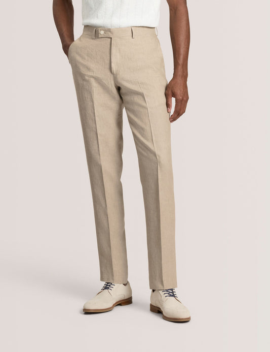 Ted Baker WINTER - Flat Front Linen Suit Pant TAUPE