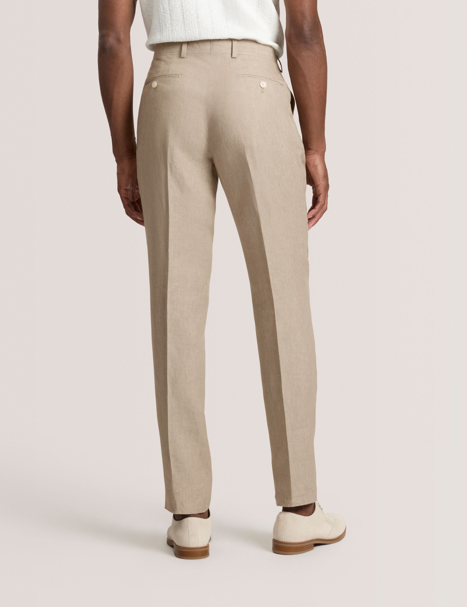 Ted Baker WINTER - Flat Front Linen Suit Pant TAUPE