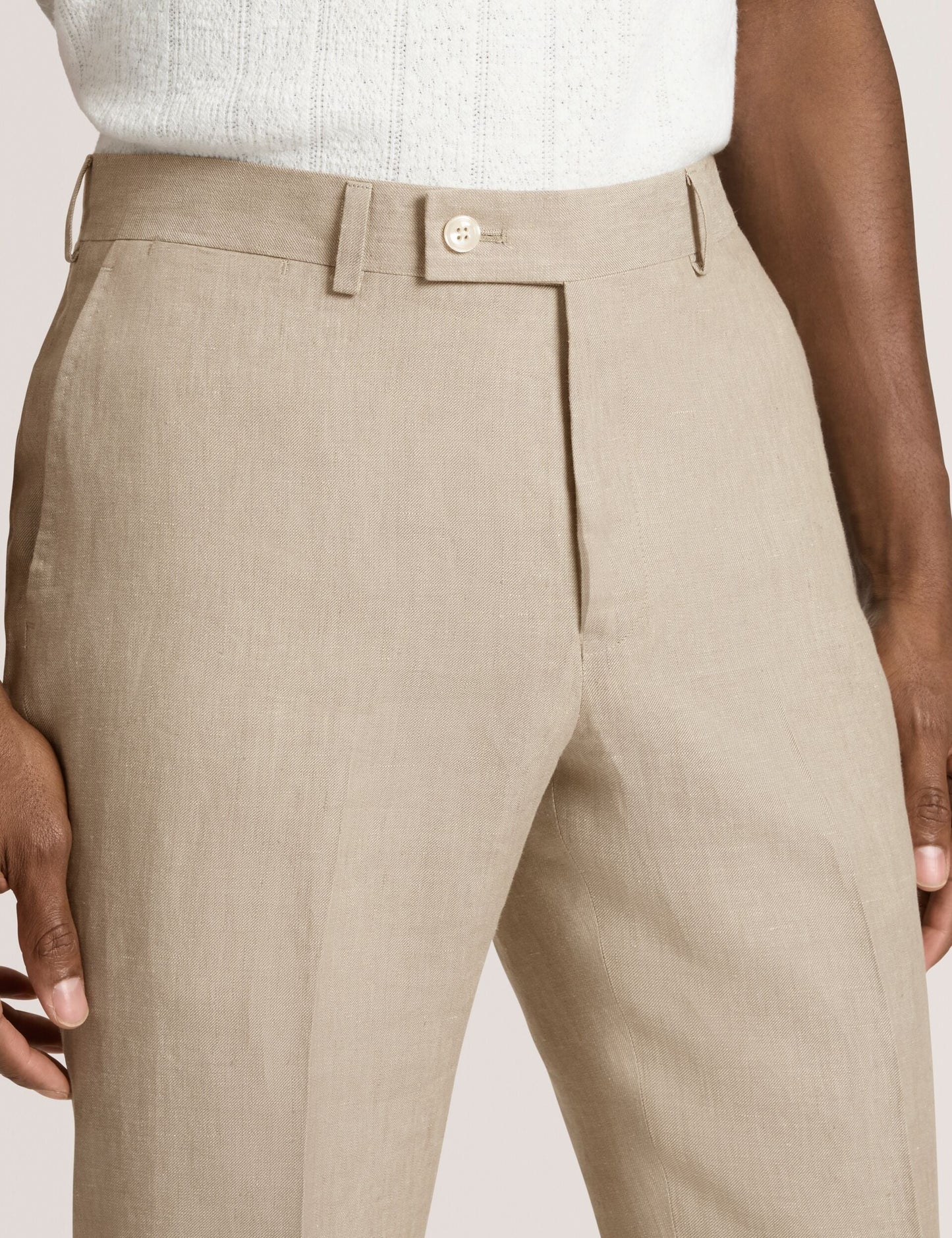 Ted Baker WINTER - Flat Front Linen Suit Pant TAUPE