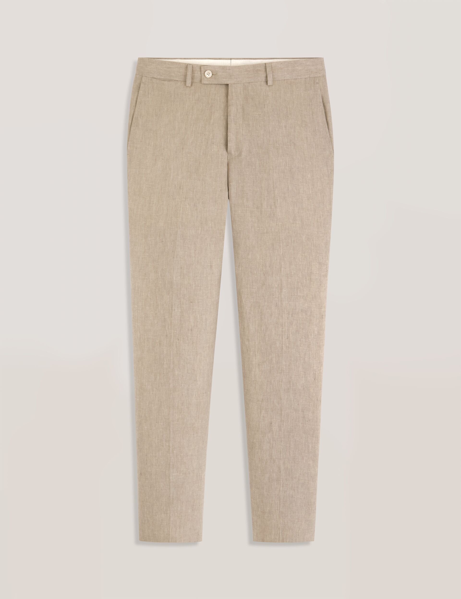Ted Baker WINTER - Flat Front Linen Suit Pant TAUPE