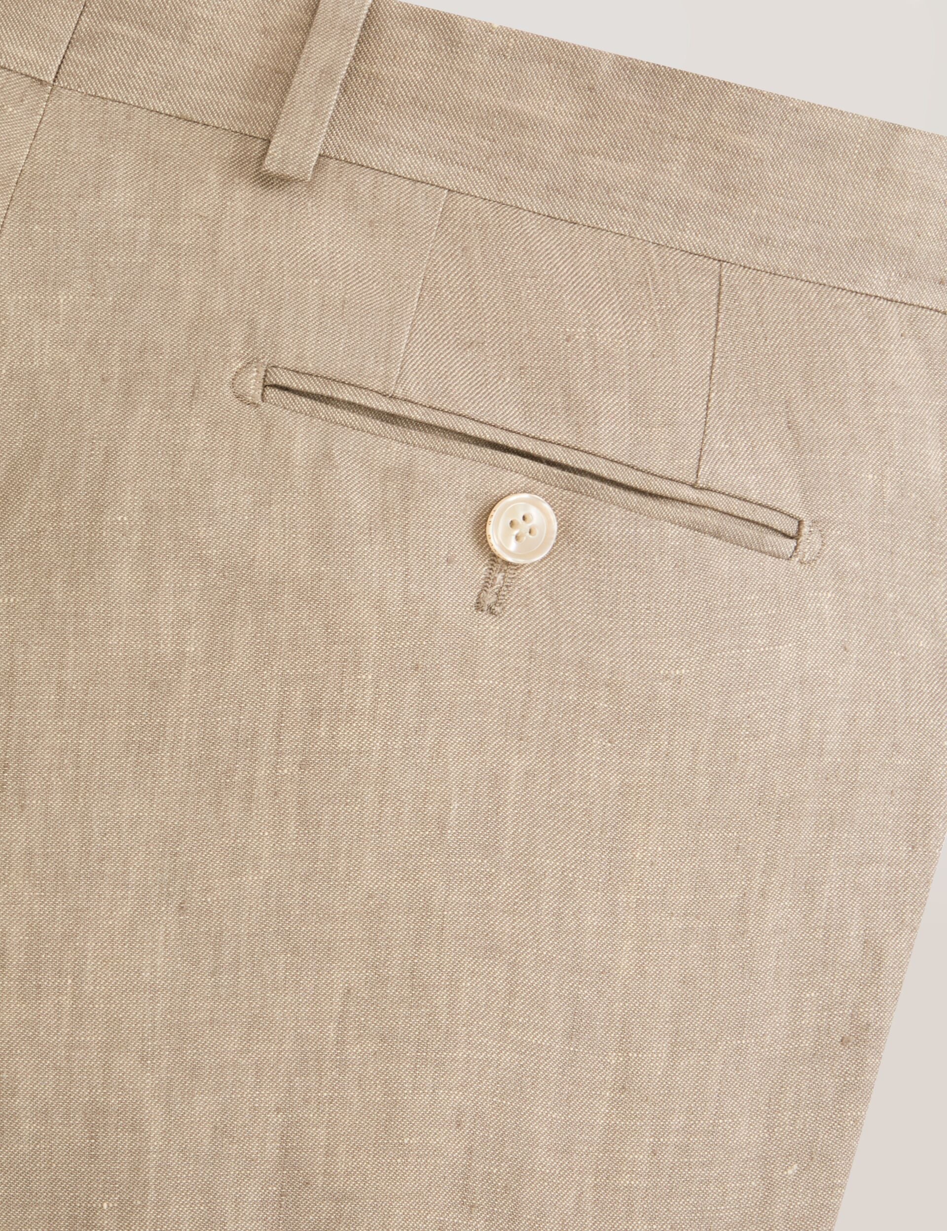 Ted Baker WINTER - Flat Front Linen Suit Pant TAUPE