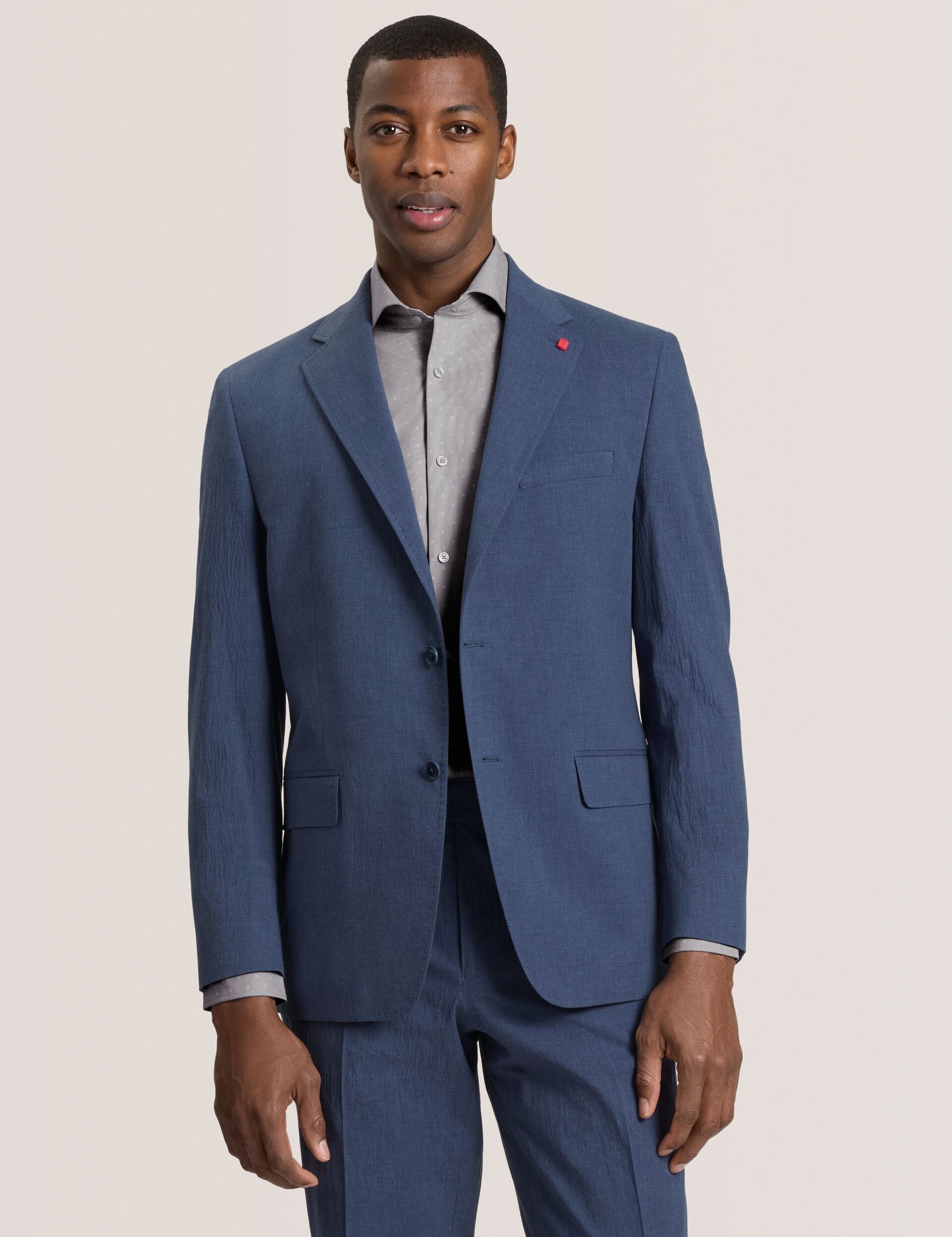 Ted Baker WINFRED - Single Breasted Two Button Notch Flat Front Seersucker Suit Jacket BLUE