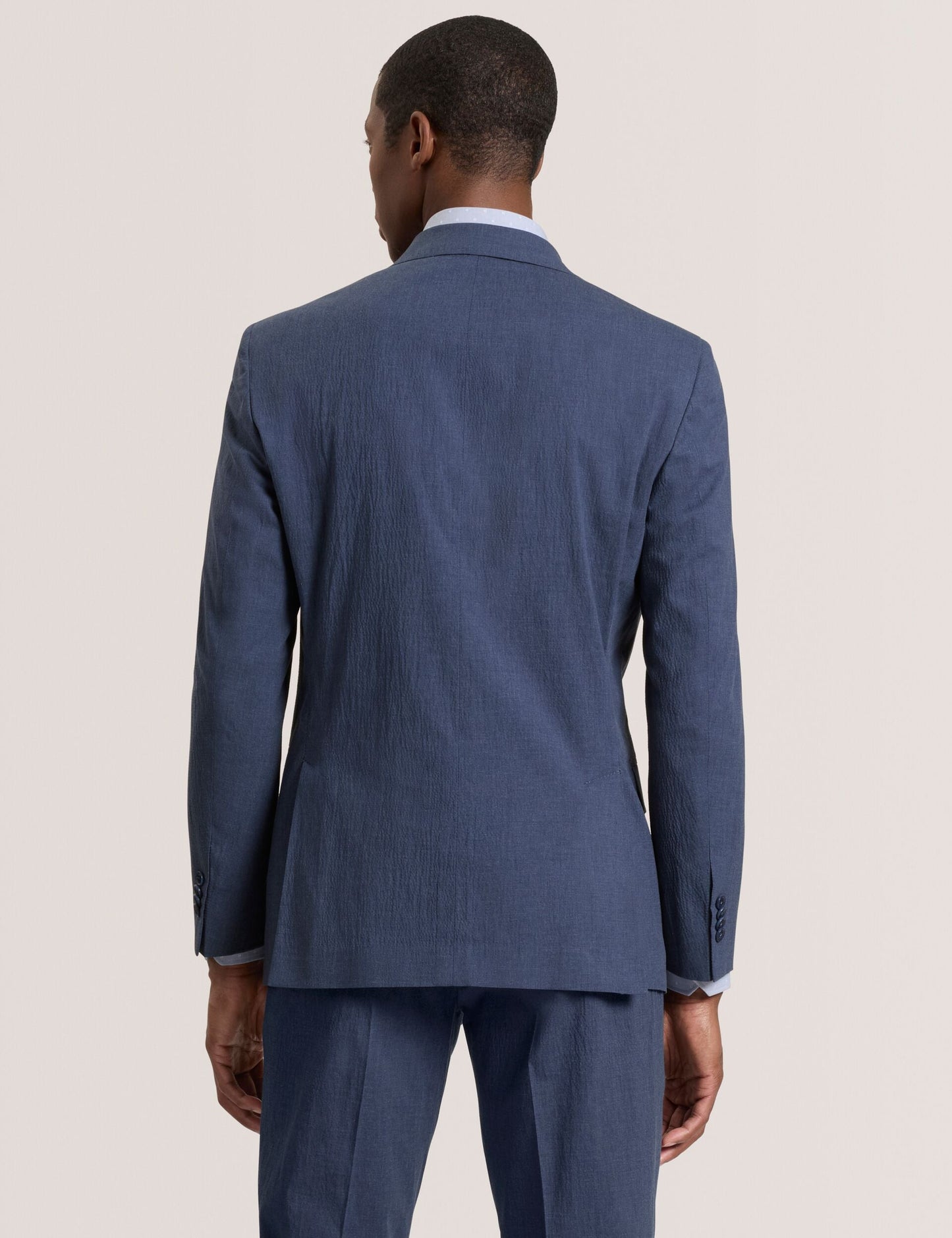 Ted Baker WINFRED - Single Breasted Two Button Notch Flat Front Seersucker Suit Jacket BLUE