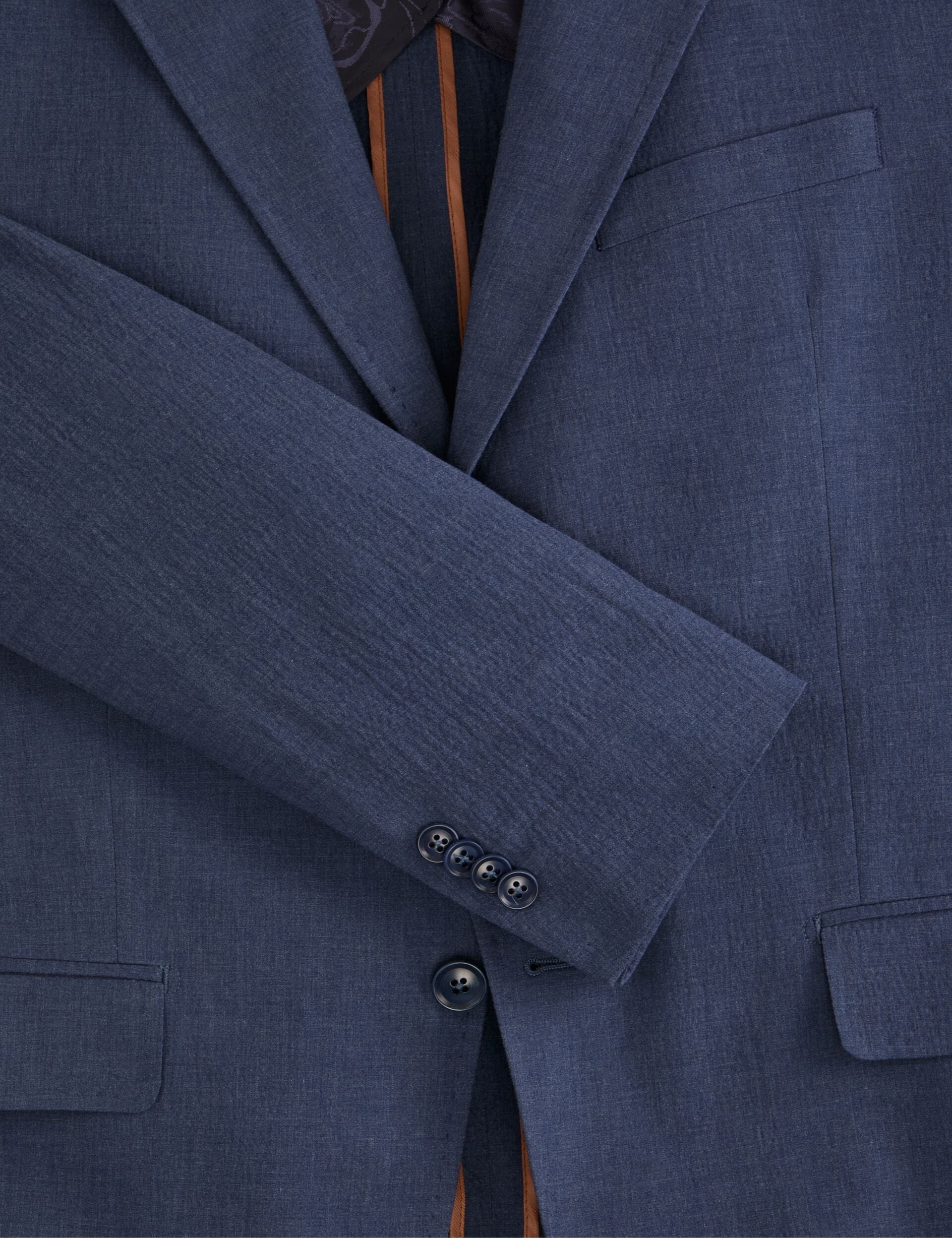 Ted Baker WINFRED - Single Breasted Two Button Notch Flat Front Seersucker Suit Jacket BLUE