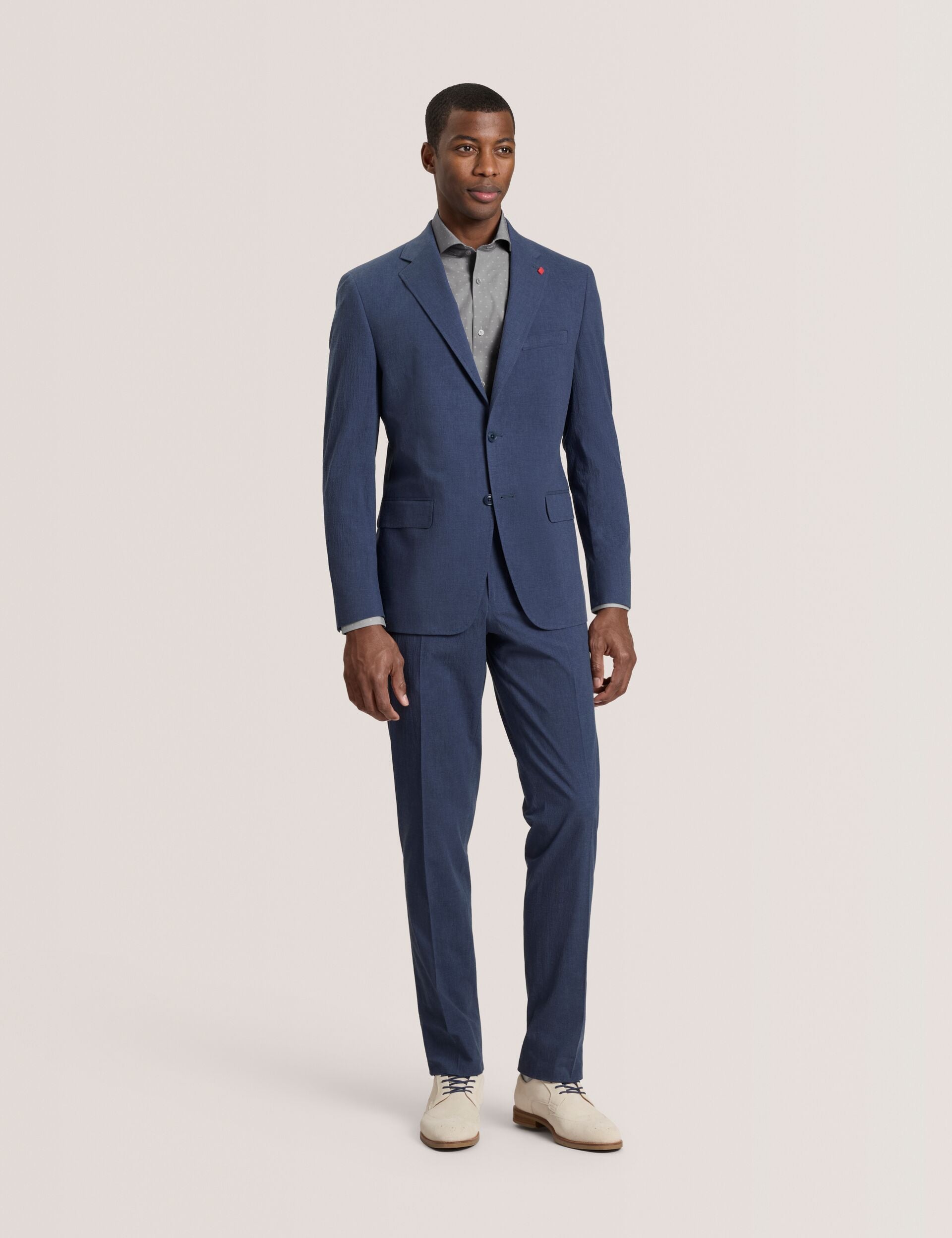 Ted Baker WINTER - Flat Front Seersucker Suit Pant BLUE