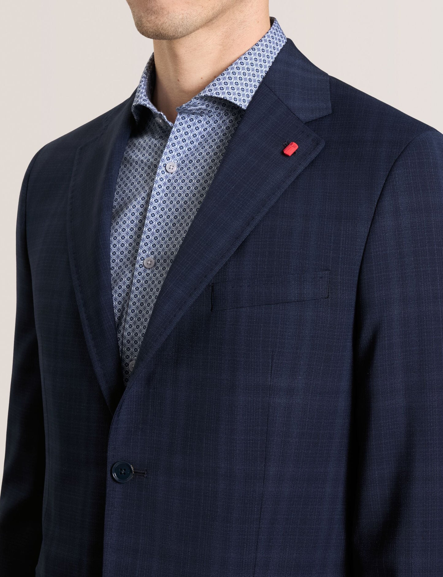Ted Baker WRIGHT - Single Breasted Two Button Notch Flat Front Plaid Jacket NAVY