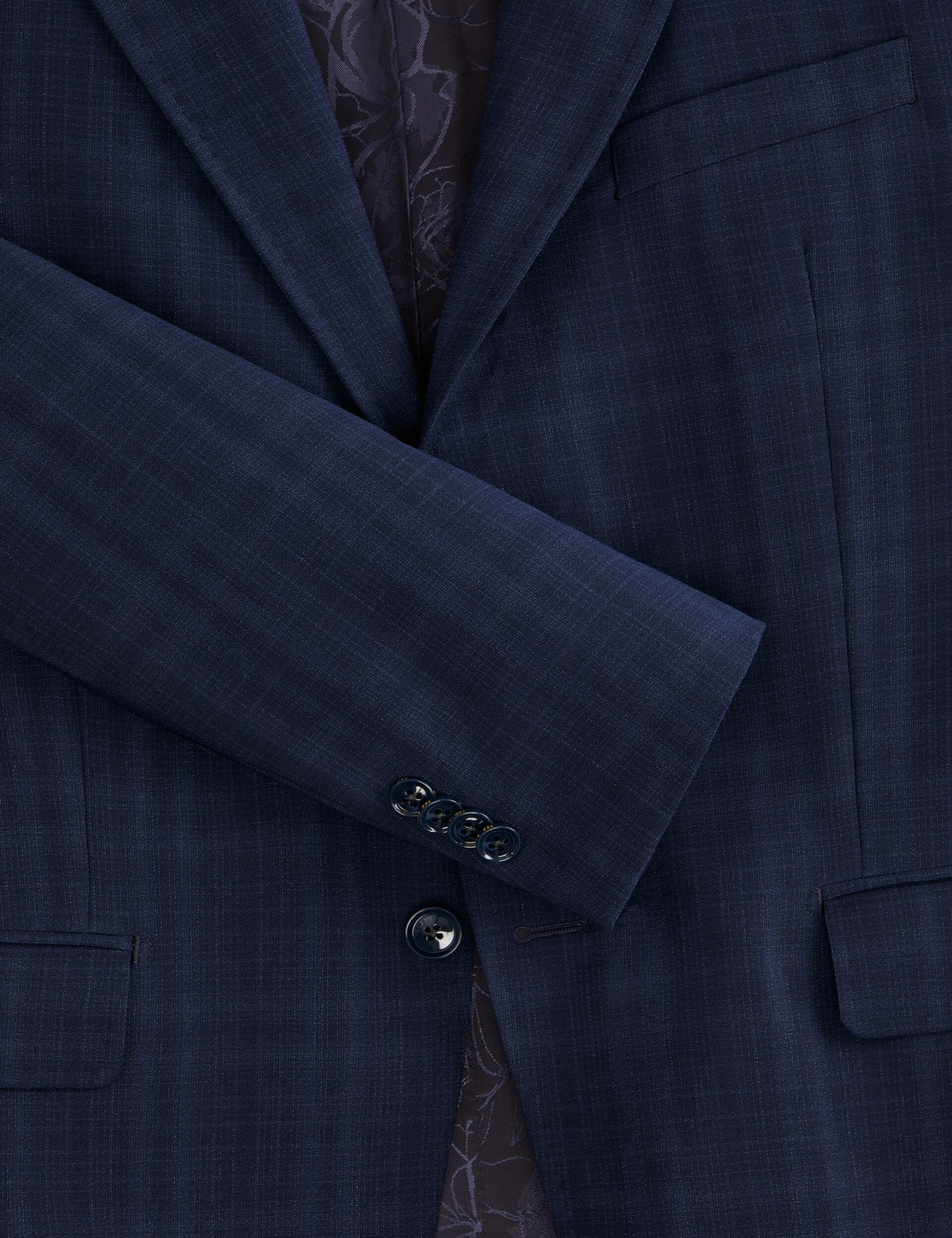 Ted Baker WRIGHT - Single Breasted Two Button Notch Flat Front Plaid Jacket NAVY