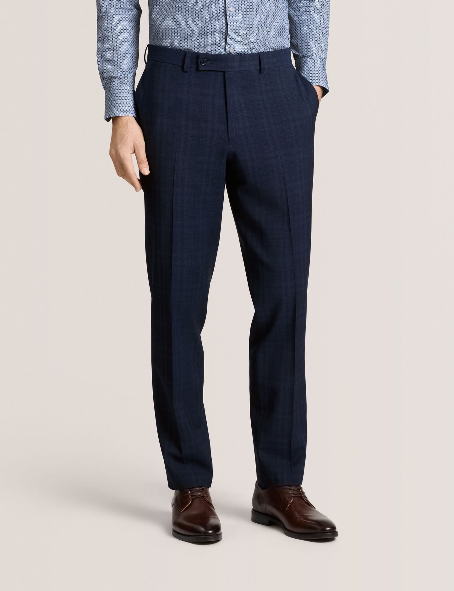 Ted Baker WINTER - Flat Front Plaid Suit Pant NAVY