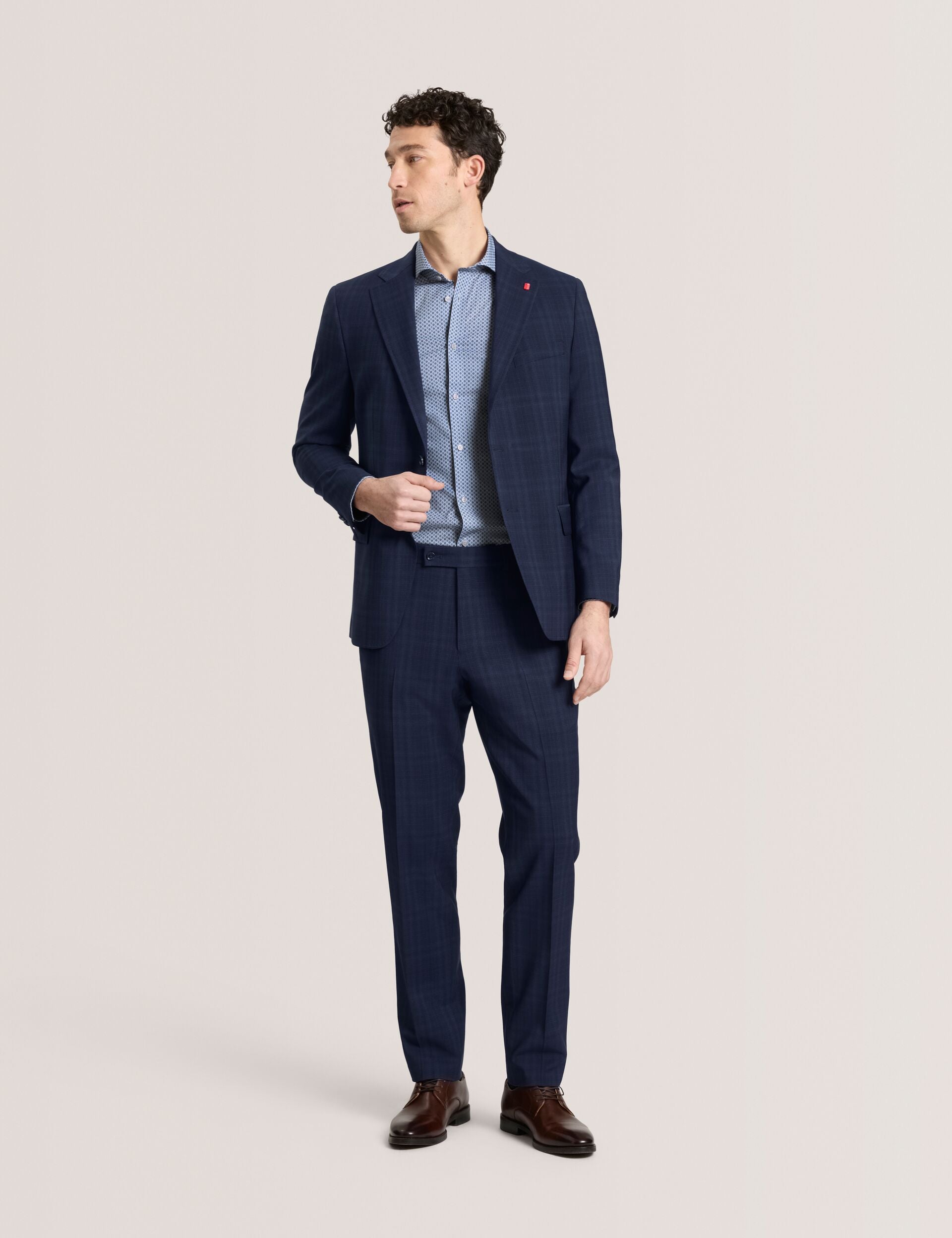 Ted Baker WINTER - Flat Front Plaid Suit Pant NAVY