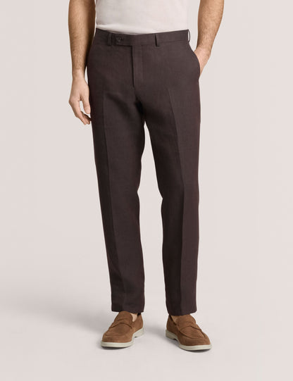Ted Baker WINTER - Flat Front Linen Suit Pant BROWN