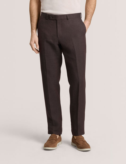 Ted Baker WINTER - Flat Front Linen Suit Pant BROWN