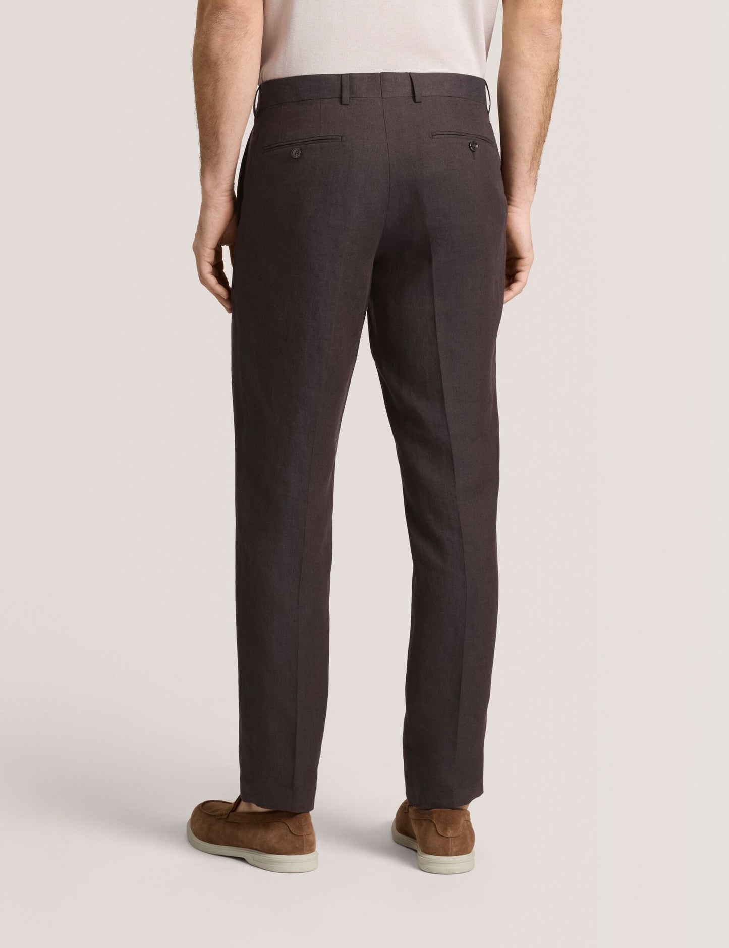 Ted Baker WINTER - Flat Front Linen Suit Pant BROWN