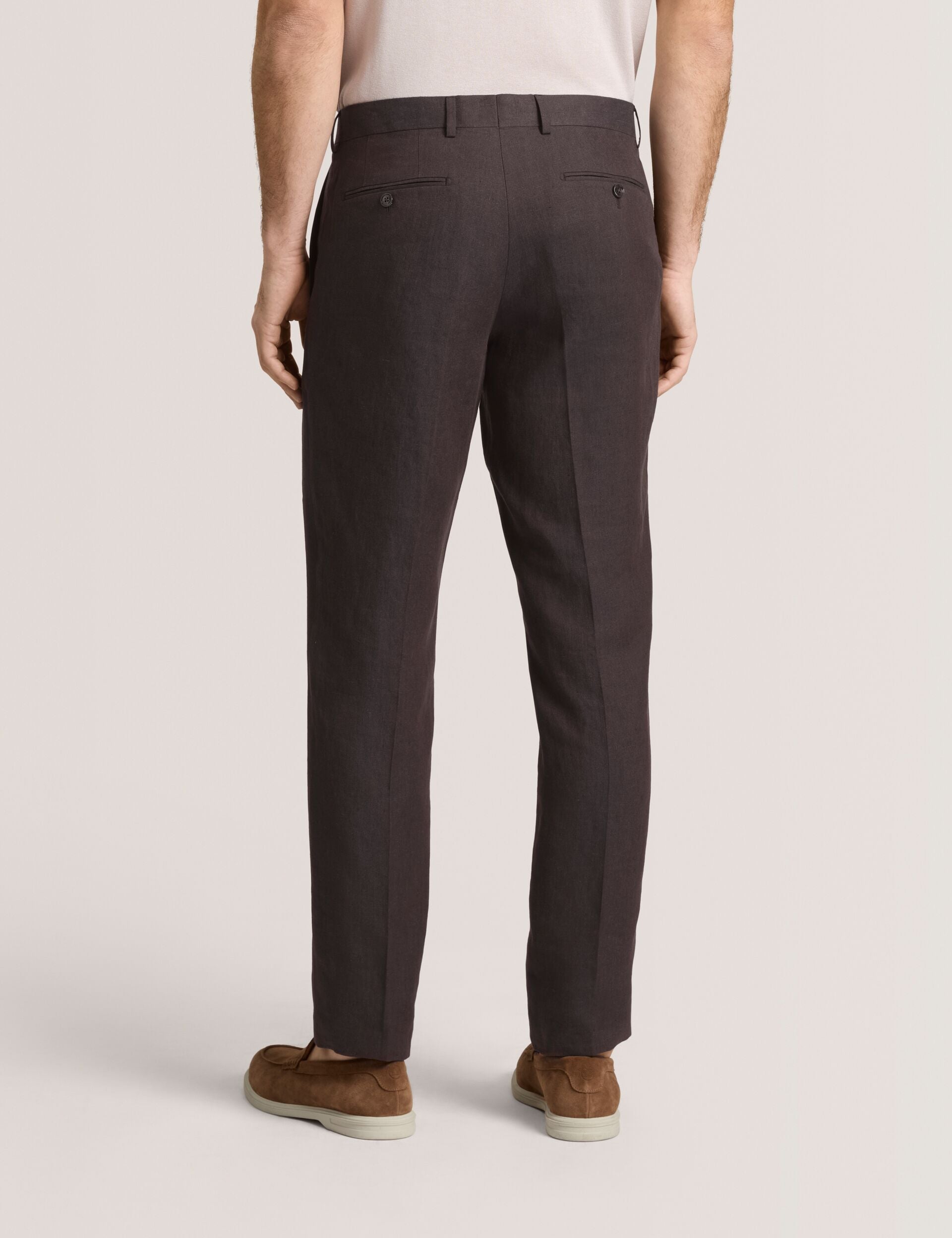 Ted Baker WINTER - Flat Front Linen Suit Pant BROWN