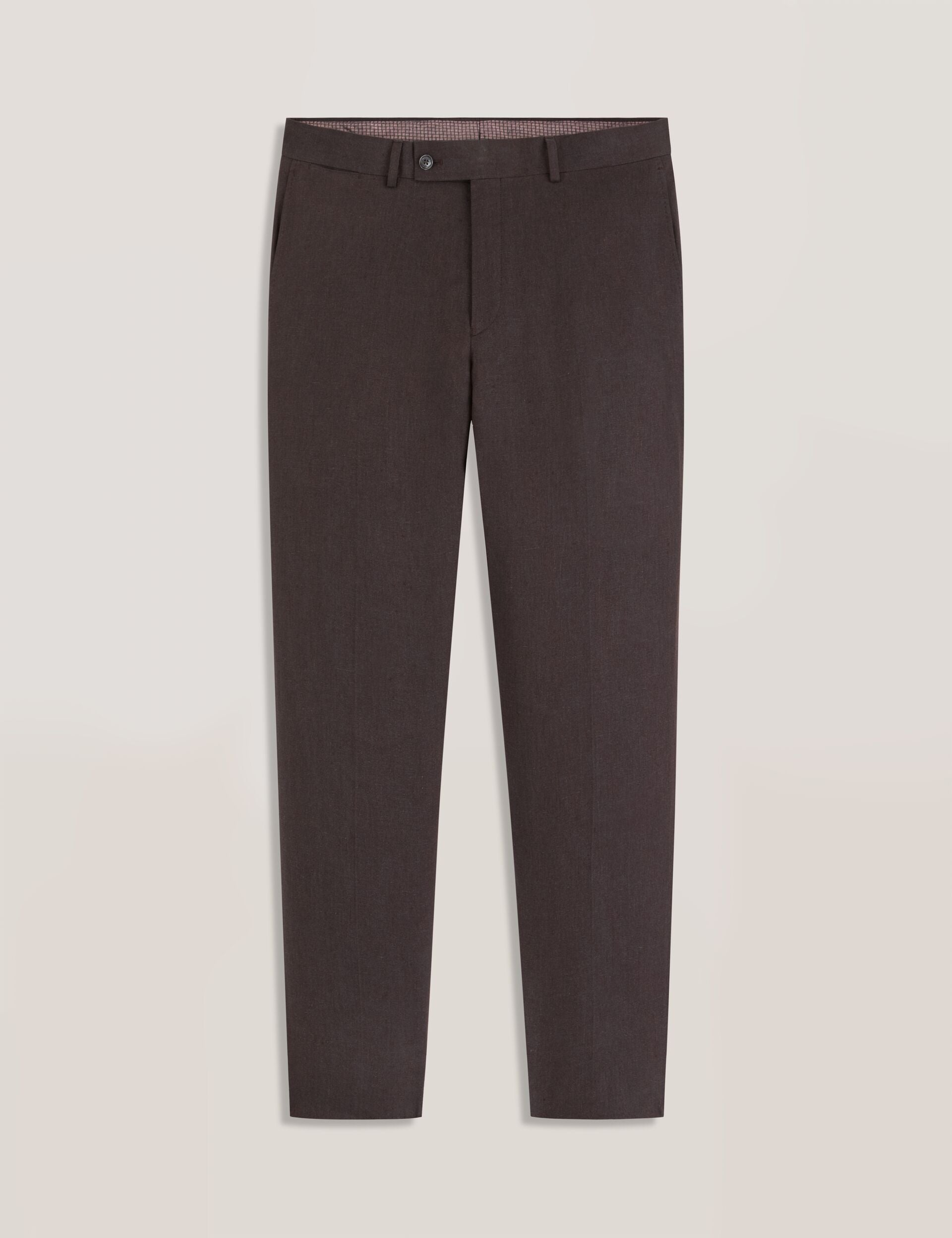 Ted Baker WINTER - Flat Front Linen Suit Pant BROWN