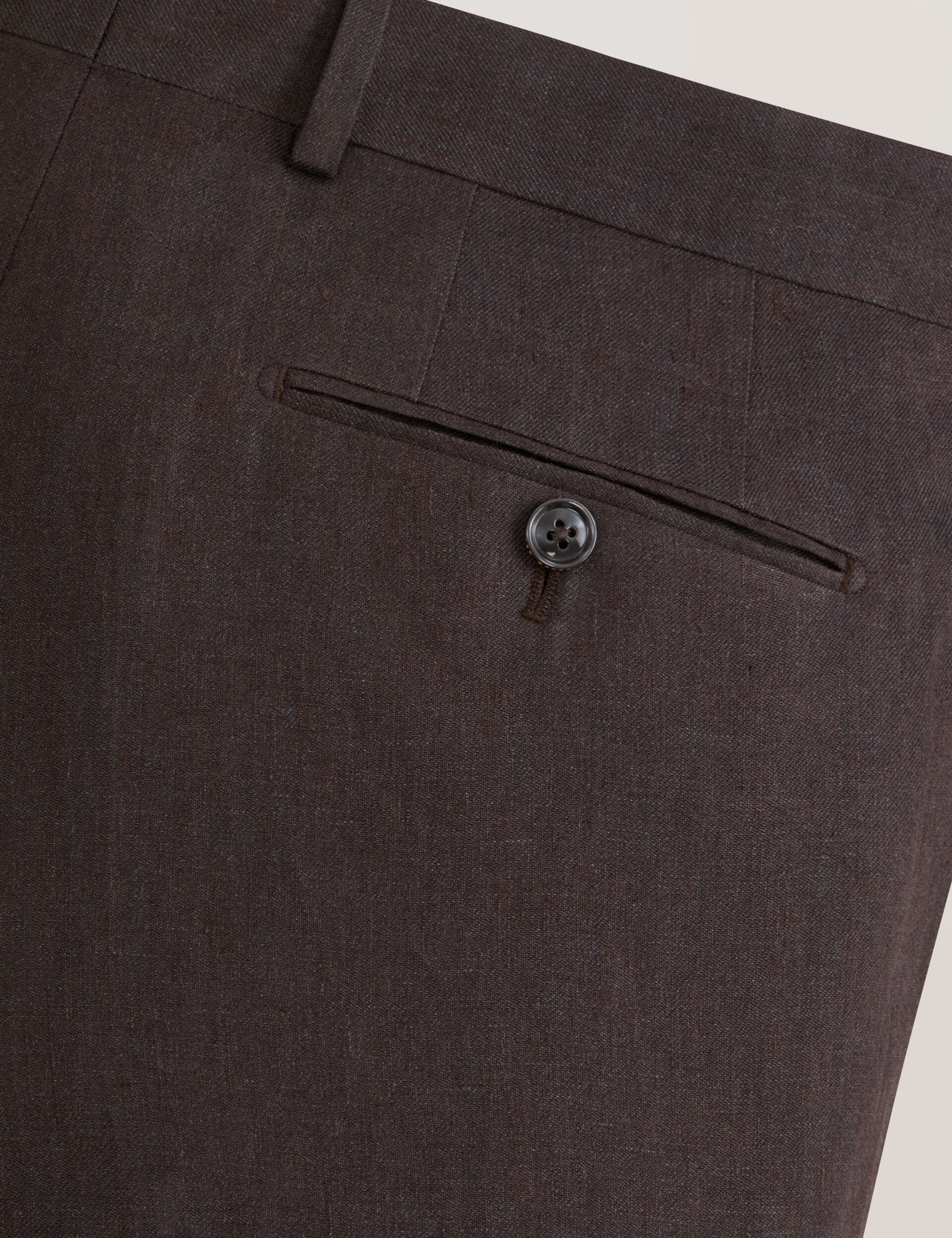 Ted Baker WINTER - Flat Front Linen Suit Pant BROWN