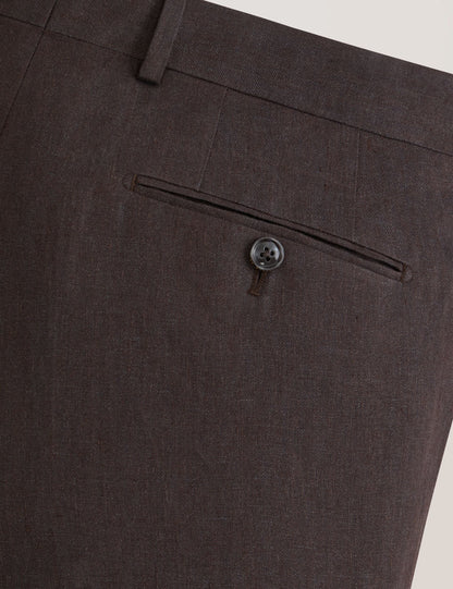 Ted Baker WINTER - Flat Front Linen Suit Pant BROWN