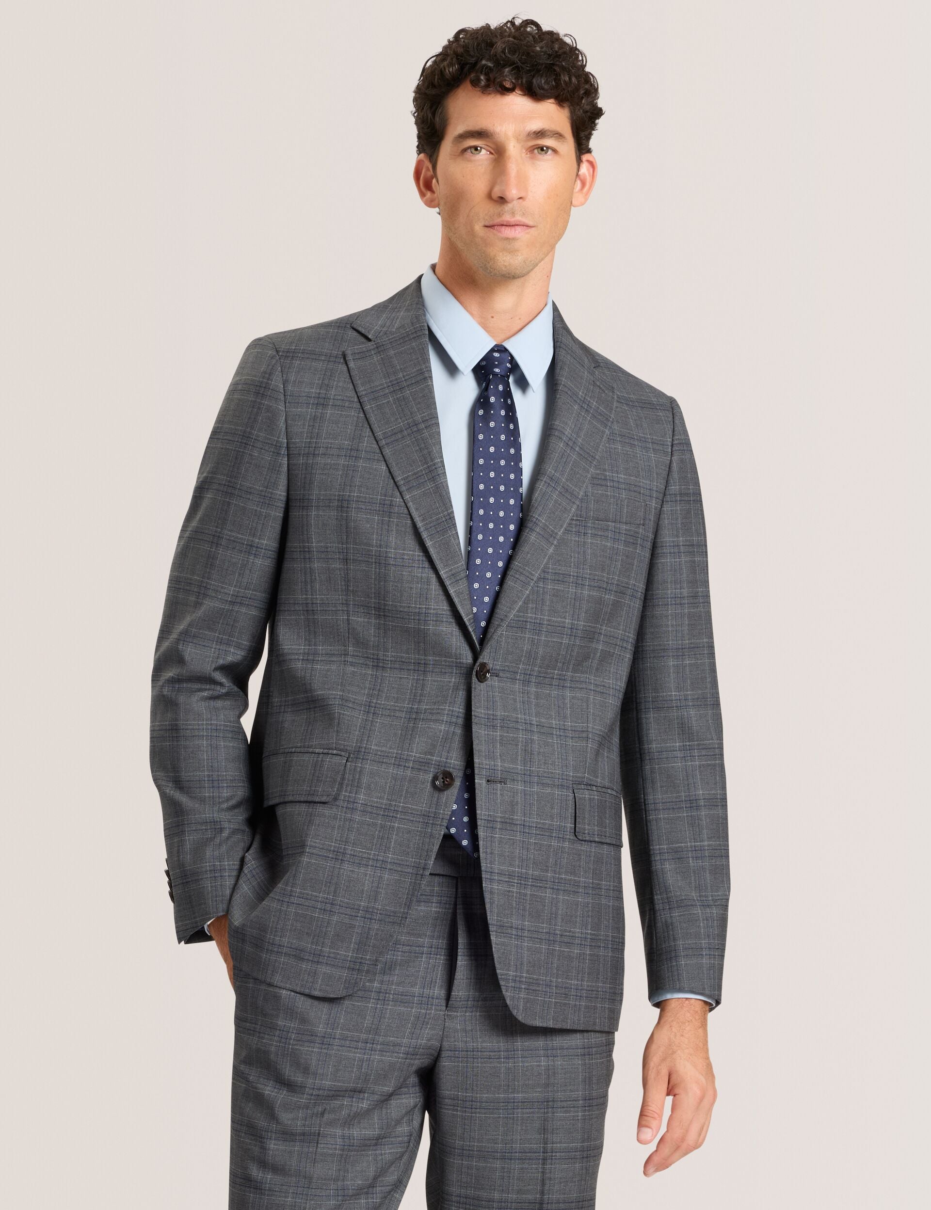 Ted Baker WRIGHT-PLAID - Plaid Suit Jacket GREY