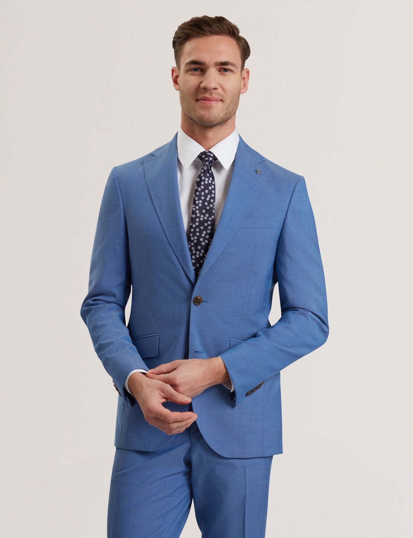 Ted Baker JAYING - Slim Fit Blue Textured Wool Suit Jacket BLUE