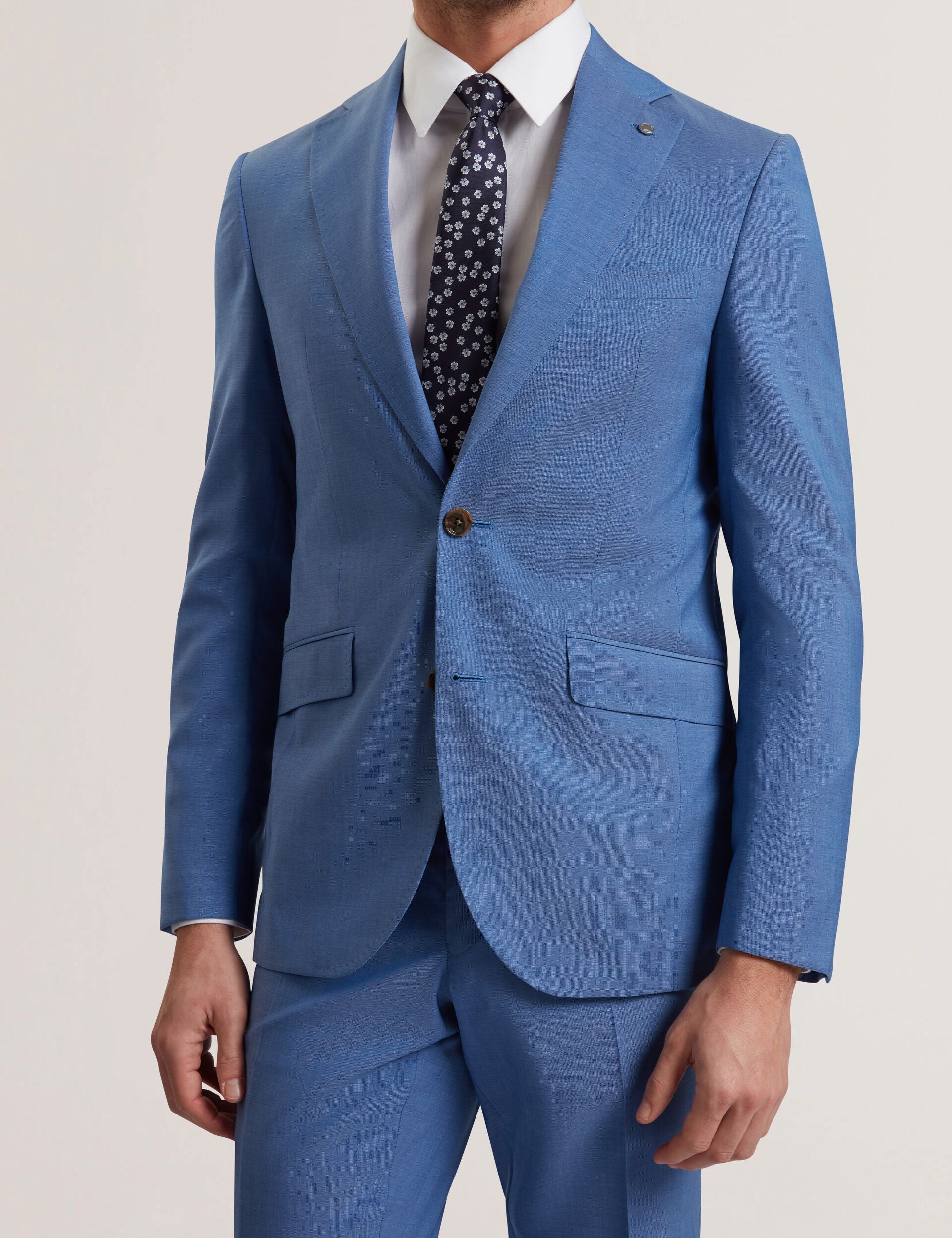 Ted Baker JAYING - Slim Fit Blue Textured Wool Suit Jacket BLUE