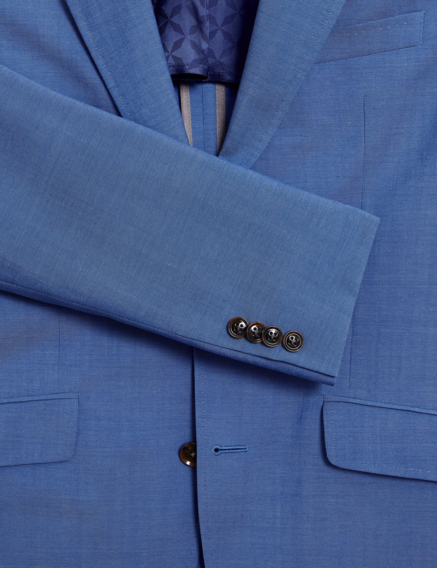 Ted Baker JAYING - Slim Fit Blue Textured Wool Suit Jacket BLUE