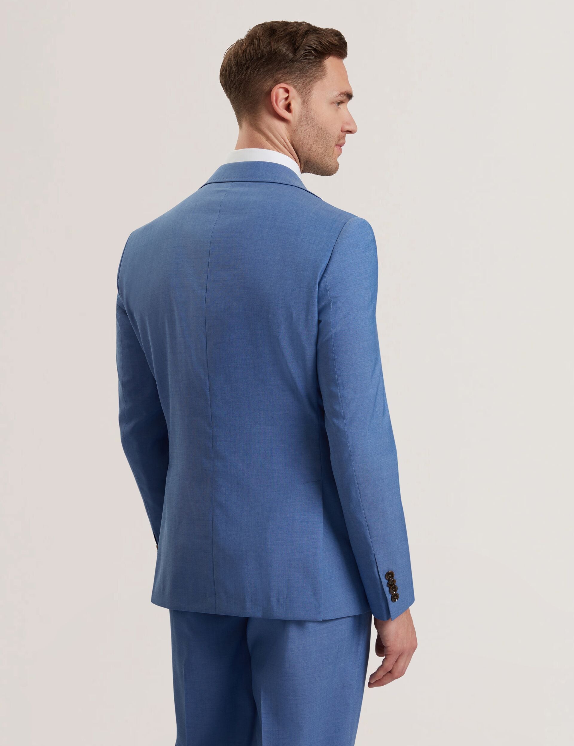 Ted Baker JAYING - Slim Fit Blue Textured Wool Suit Jacket BLUE
