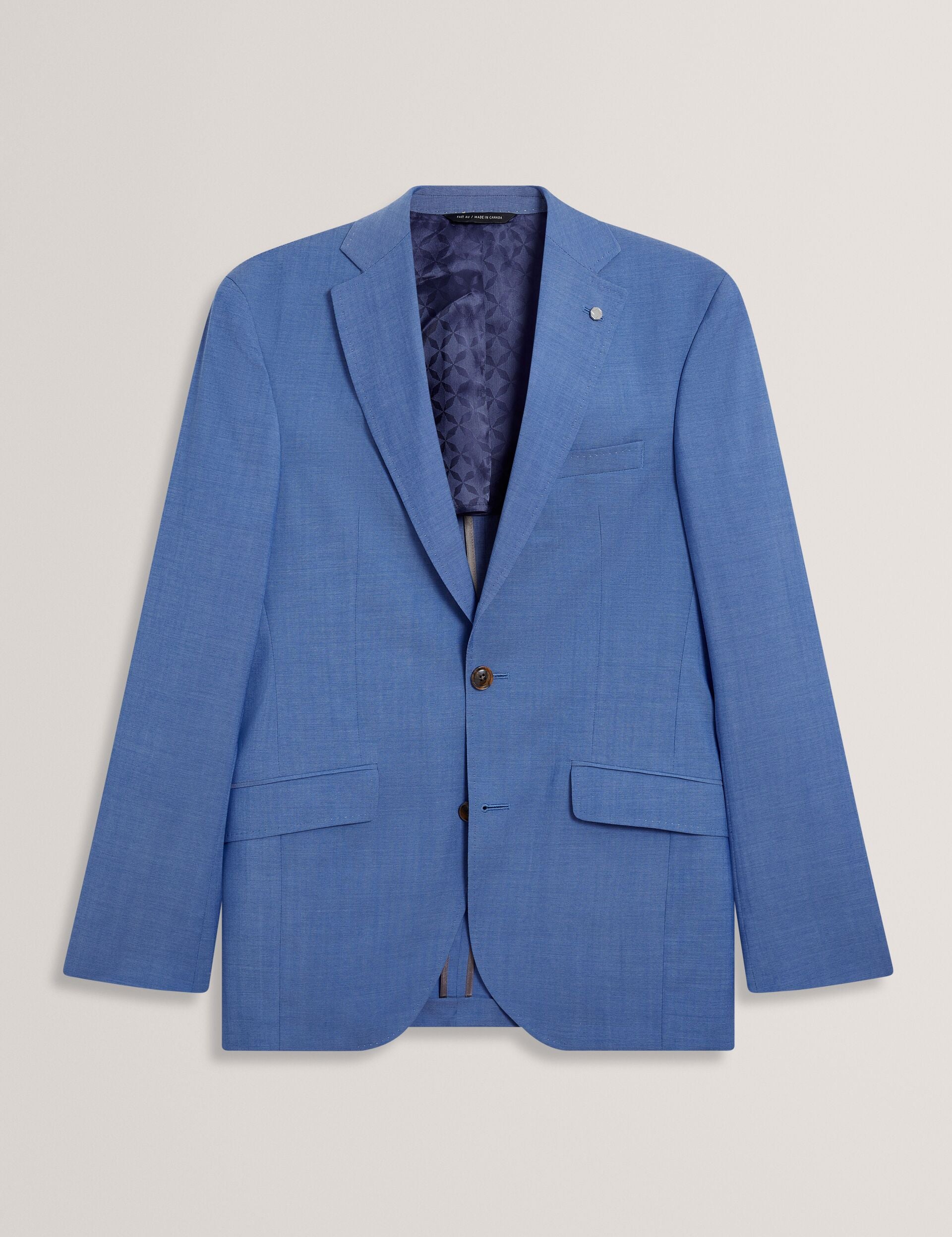 Ted Baker JAYING - Slim Fit Blue Textured Wool Suit Jacket BLUE