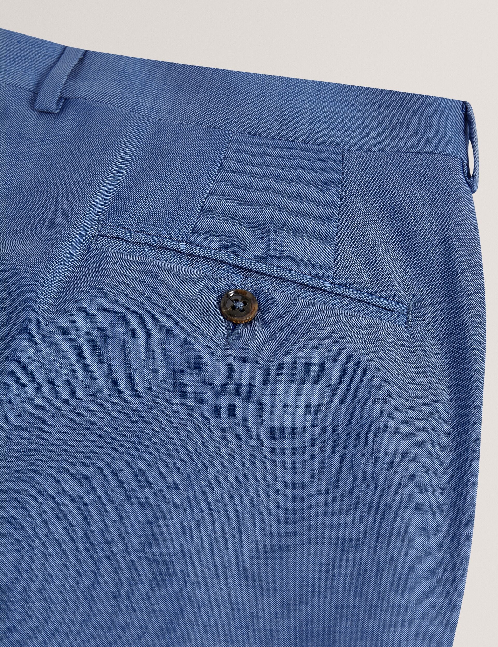 Ted Baker JAYINGS - Slim Fit Blue Textured Wool Suit Pants BLUE
