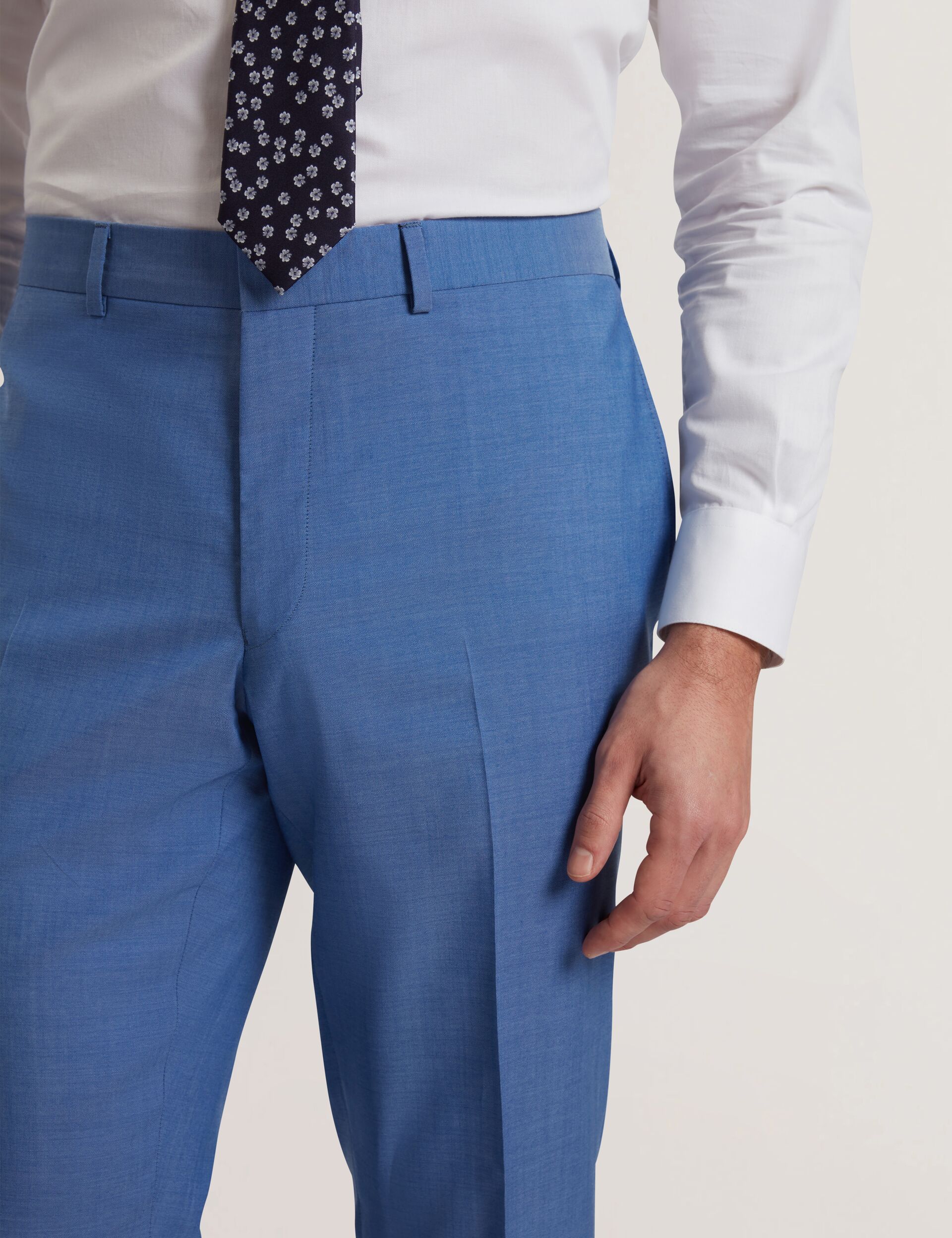 Ted Baker JAYINGS - Slim Fit Blue Textured Wool Suit Pants BLUE