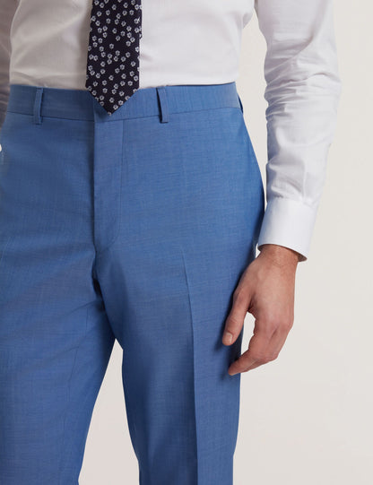 Ted Baker JAYINGS - Slim Fit Blue Textured Wool Suit Pants BLUE