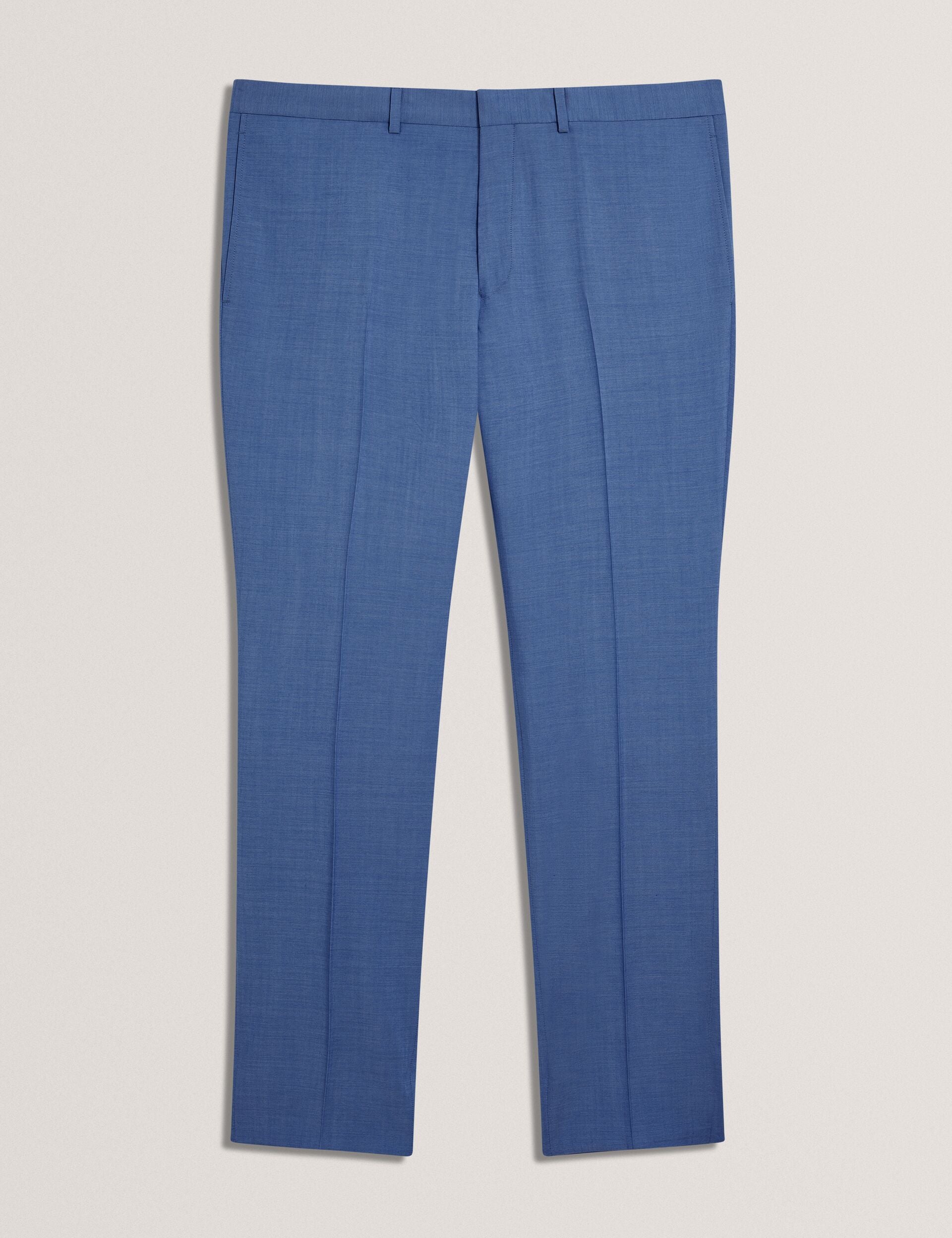 Ted Baker JAYINGS - Slim Fit Blue Textured Wool Suit Pants BLUE